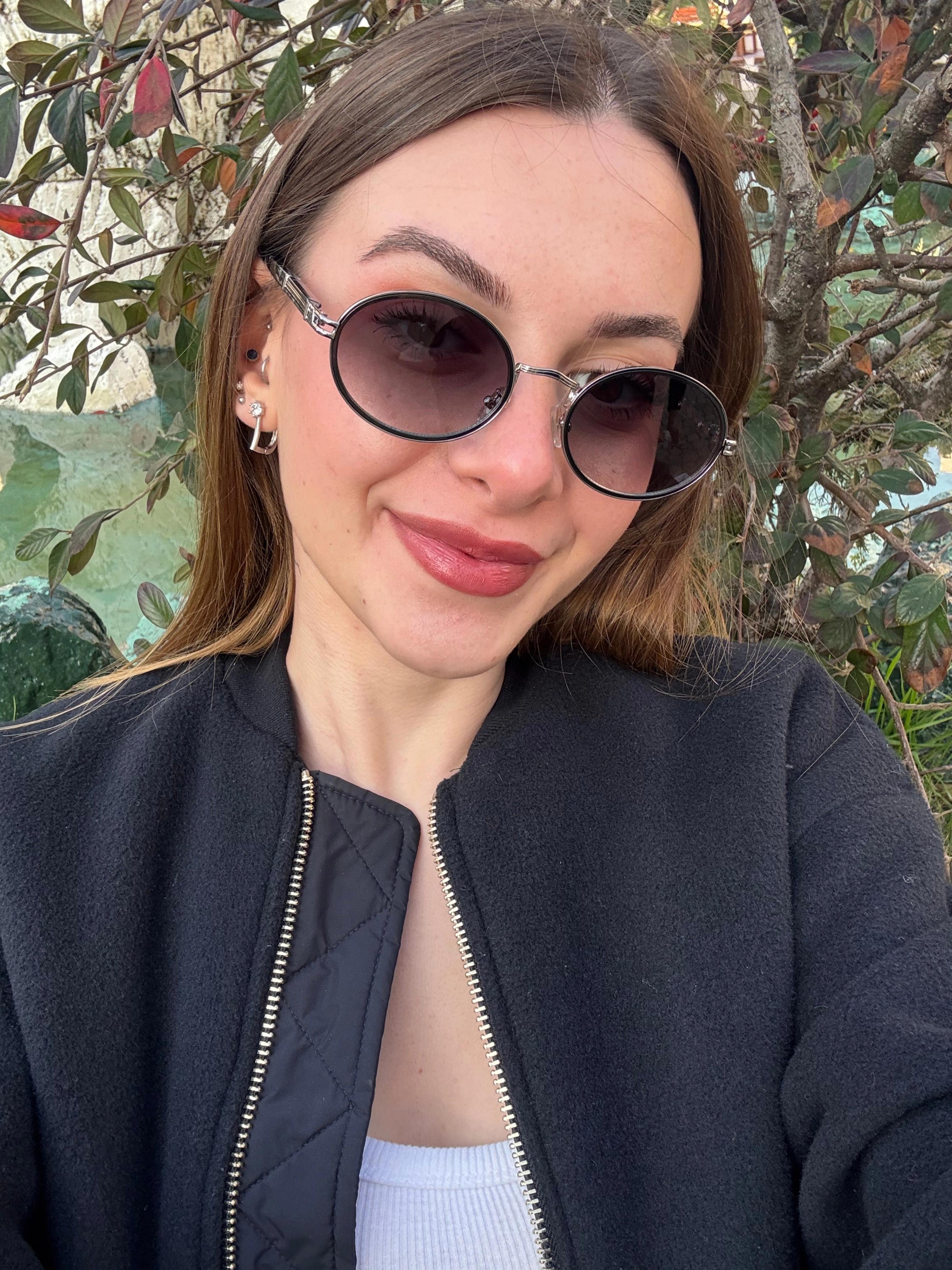 Alessia Gümüş-Siyah Yeni Sezon Oval Retro Güneş Gözlüğü