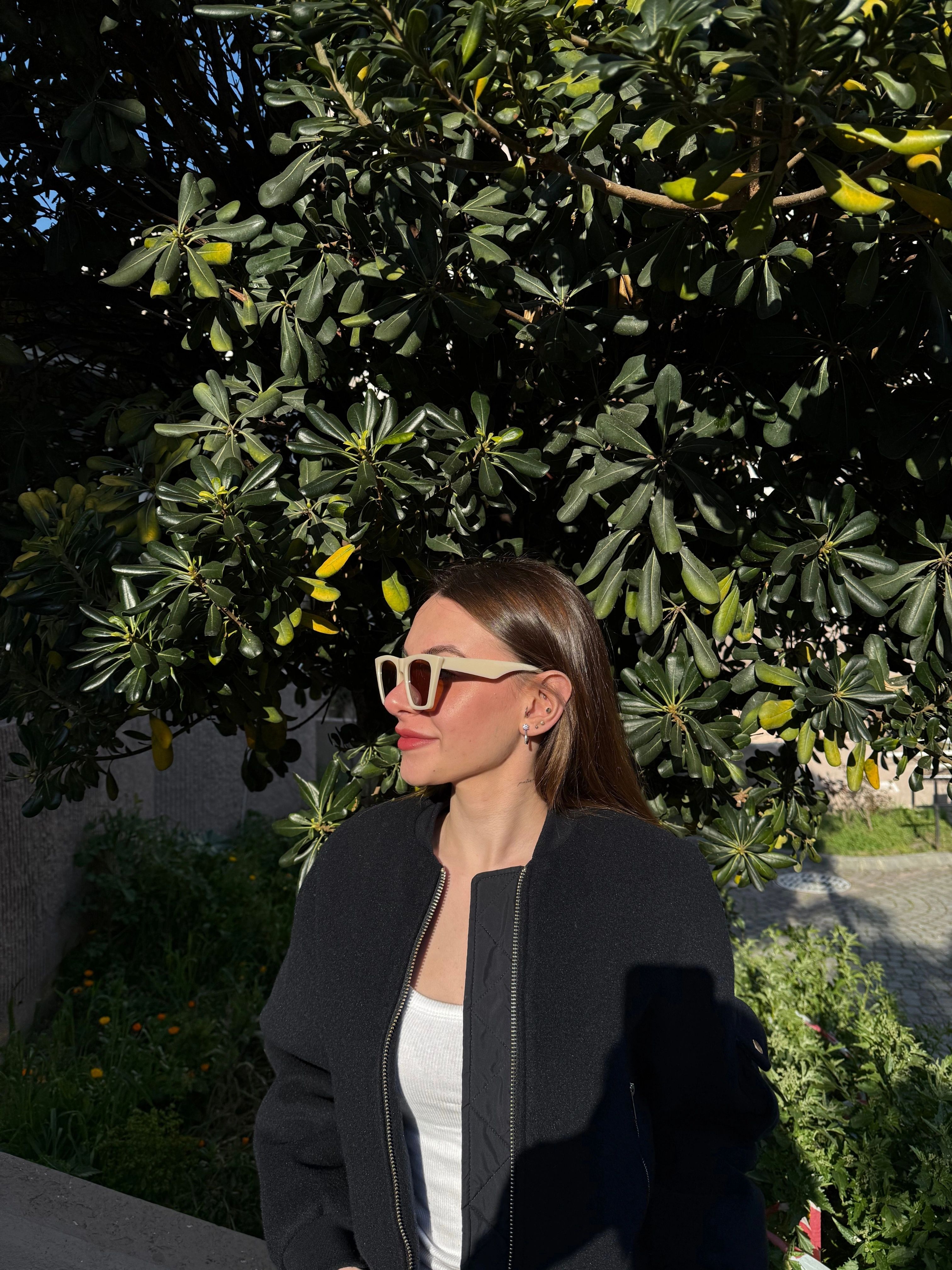 Sienna Krem Yeni Sezon Oversize Güneş Gözlüğü