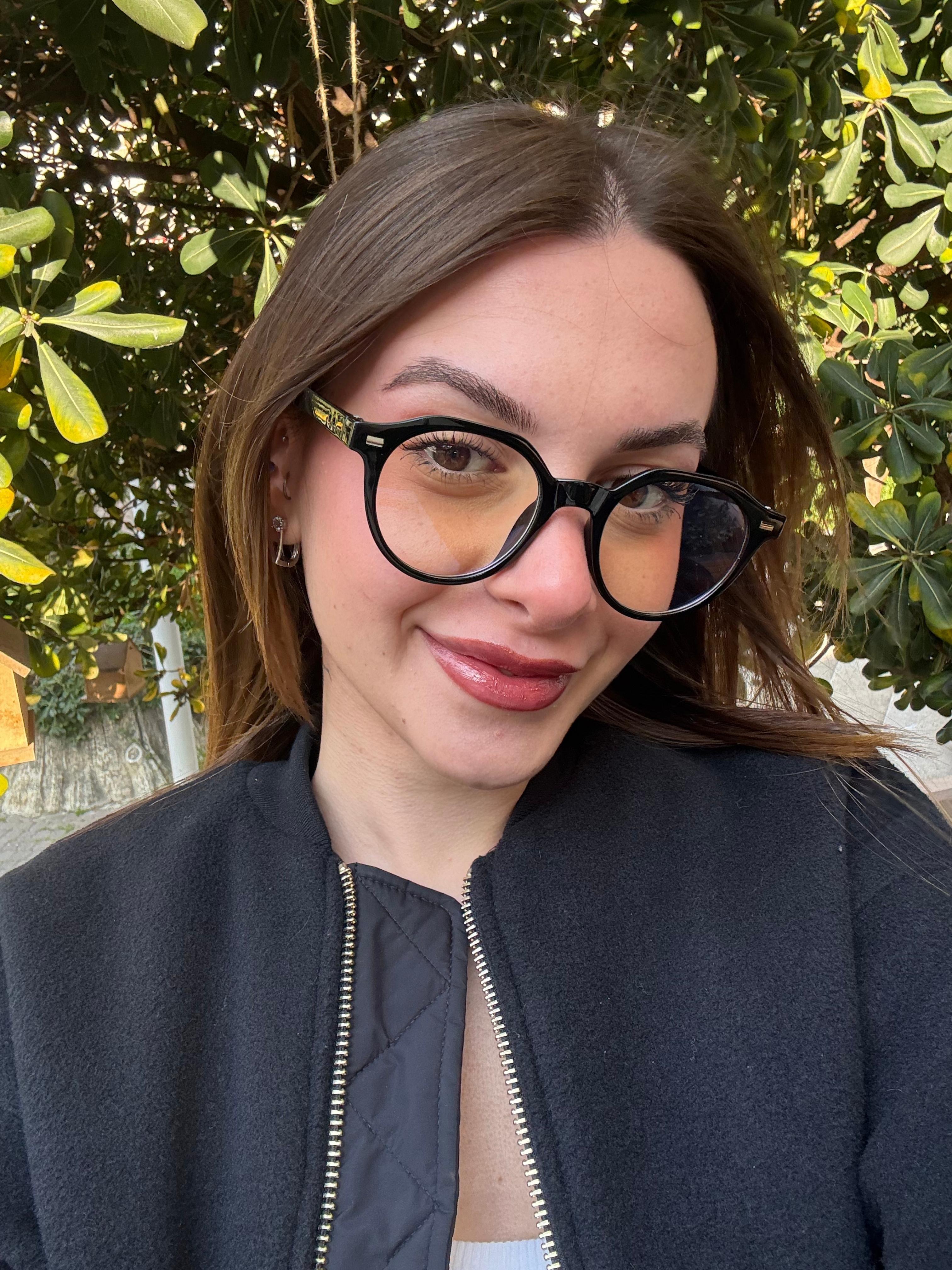 Elisa Yuvarlak Retro Optik Uyumlu Blue Block Mavi Işık Koruyucu Gözlük Parlak Siyah