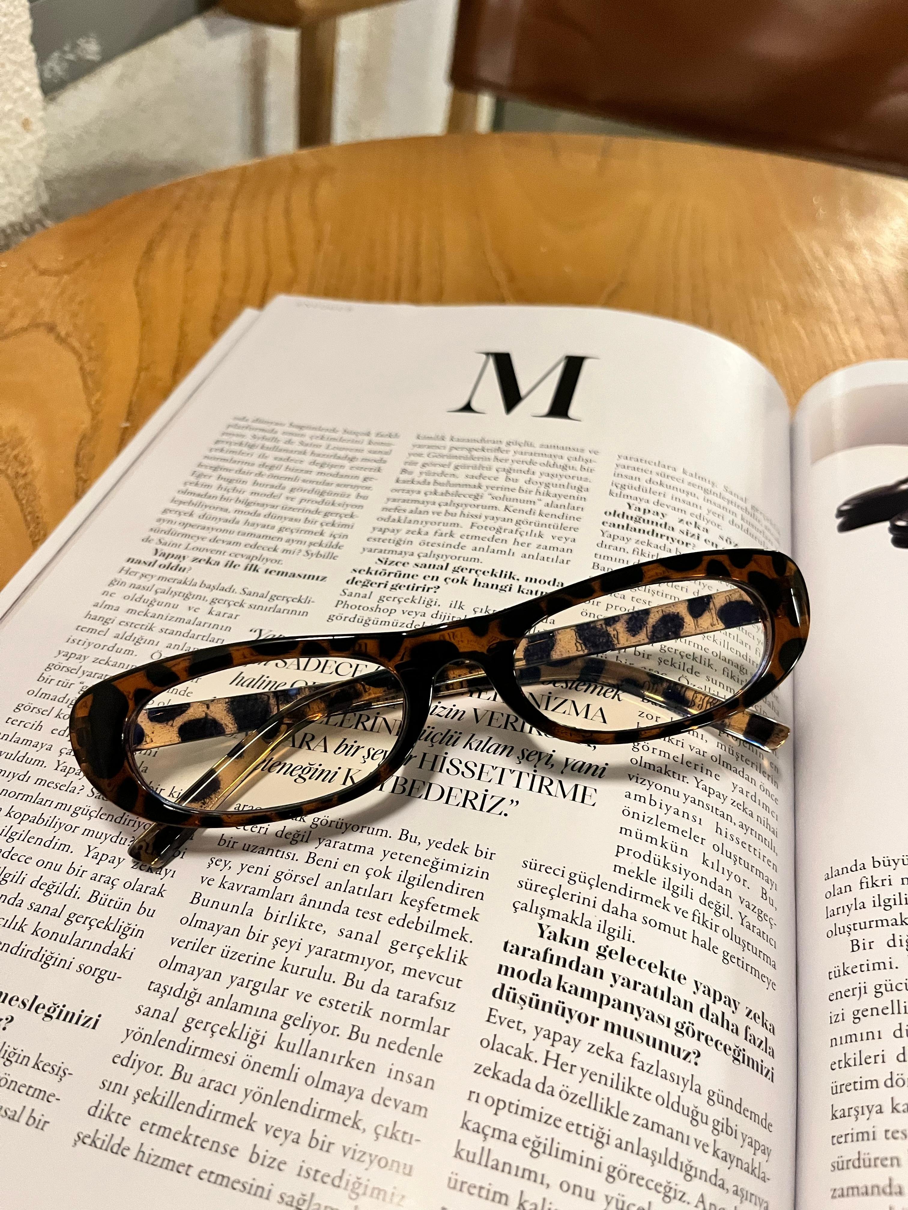 Seraphine Vintage Leopar Desenli Oval Optik Uyumlu Blue Block Gözlük Kahverengi