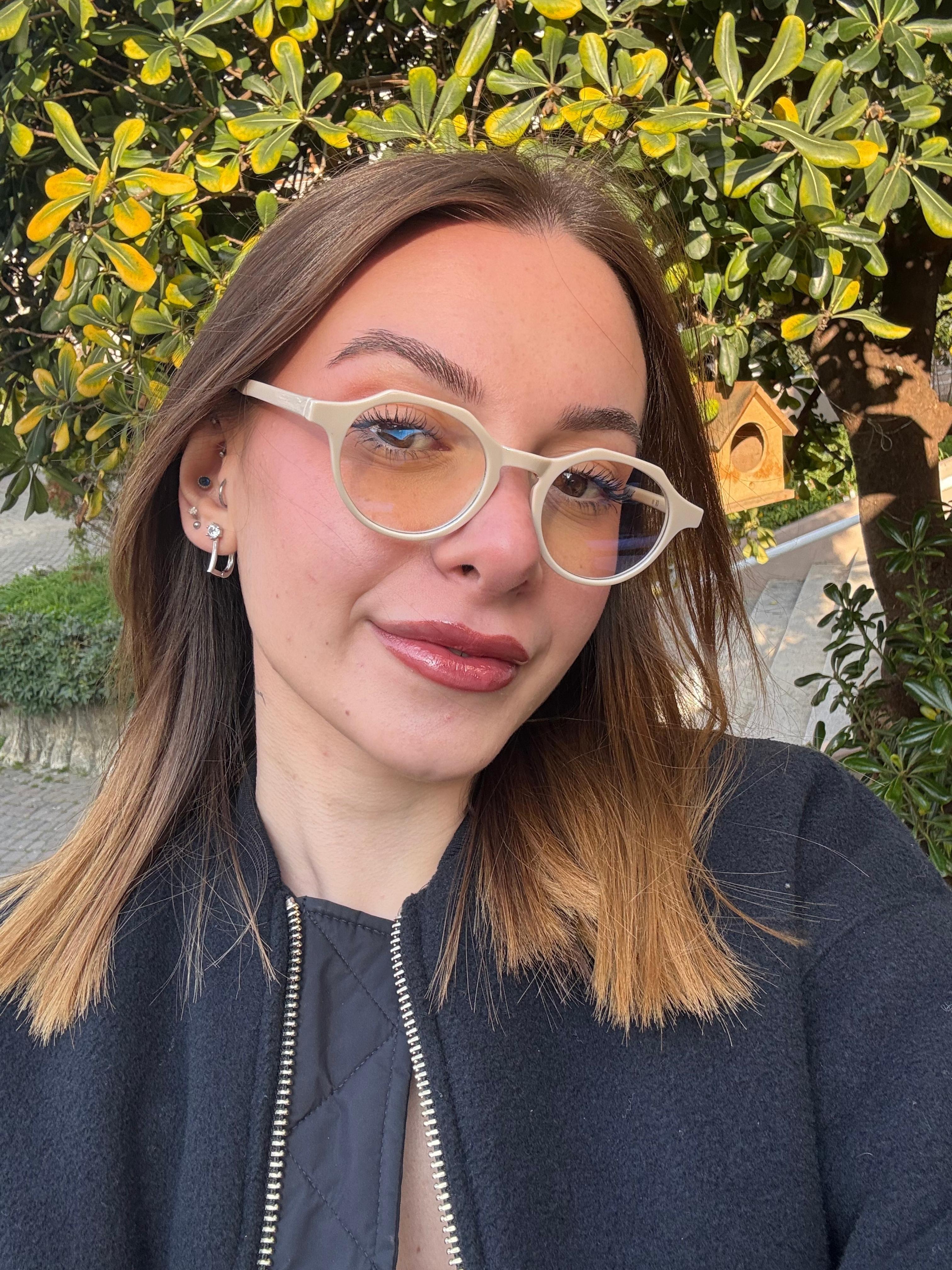 Karina Kemik Çerçeveli Optik Uyumlu Blue Block Mavi Işık Koruyucu Gözlük Krem