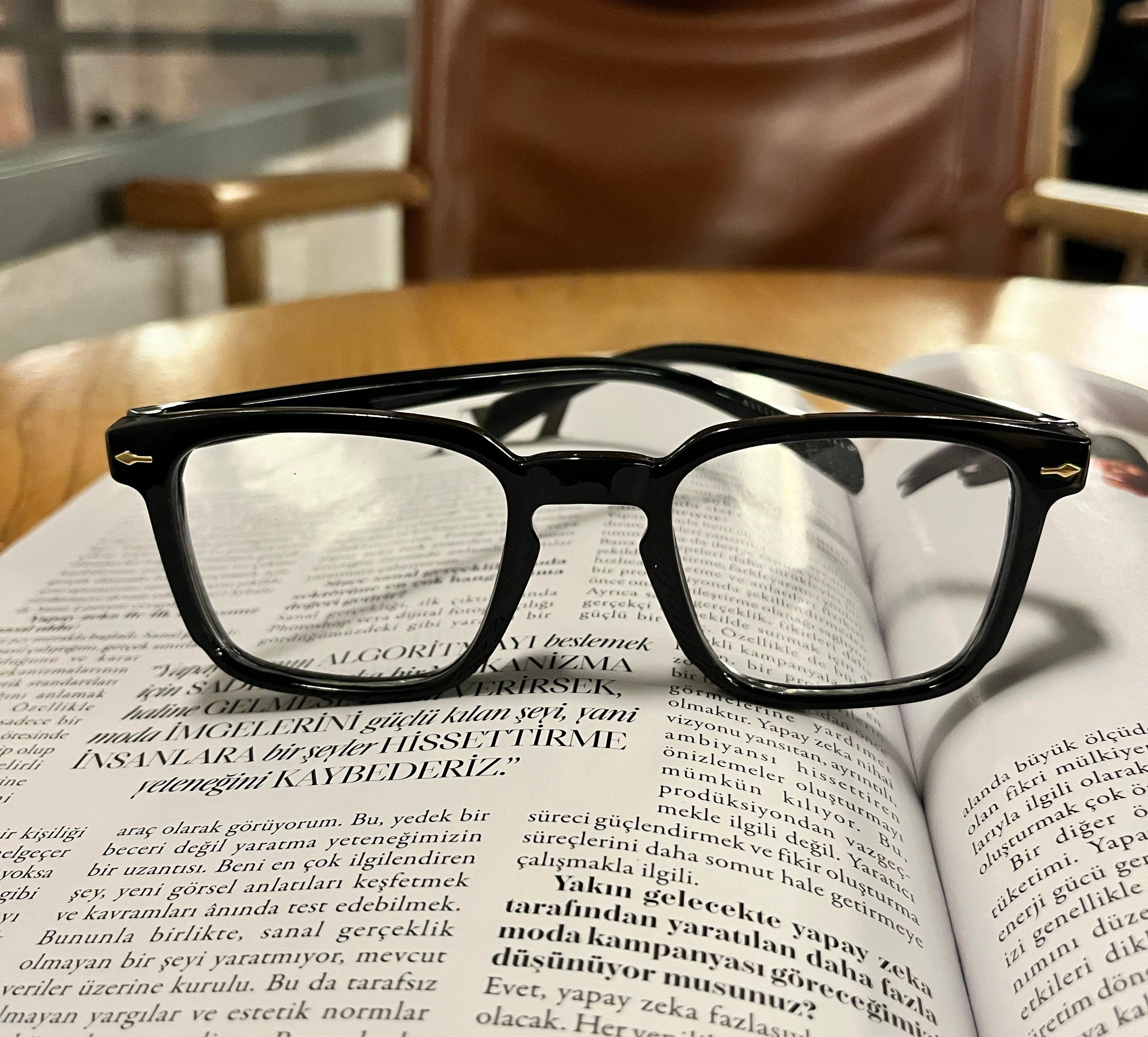 Maya Parlak Siyah Kare Tasarım Optik Uyumlu Blue Block Mavi Işık Koruyucu Gözlük Siyah