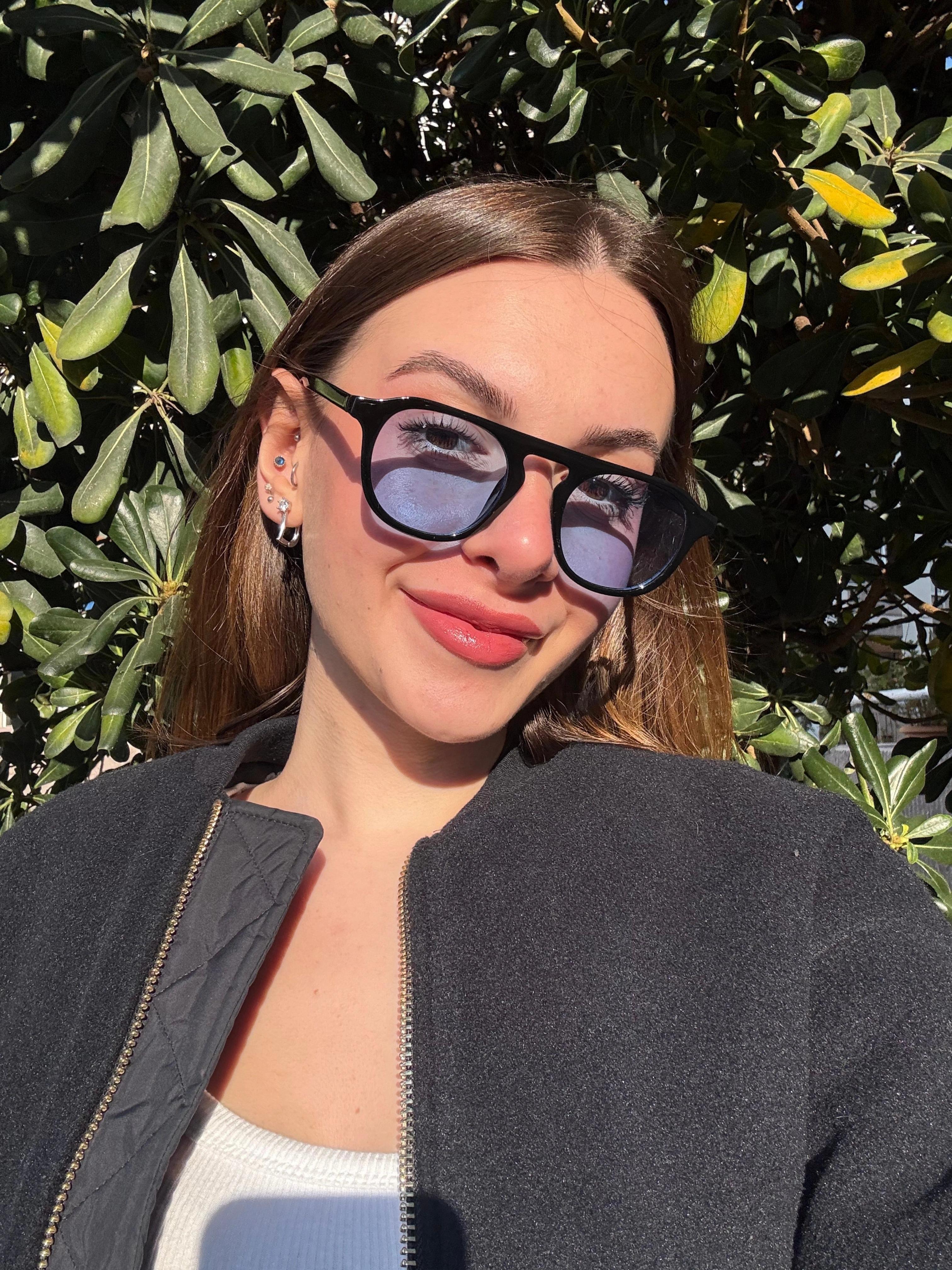 Bella Siyah Mavi Camlı Yeni Sezon Oval Güneş Gözlüğü