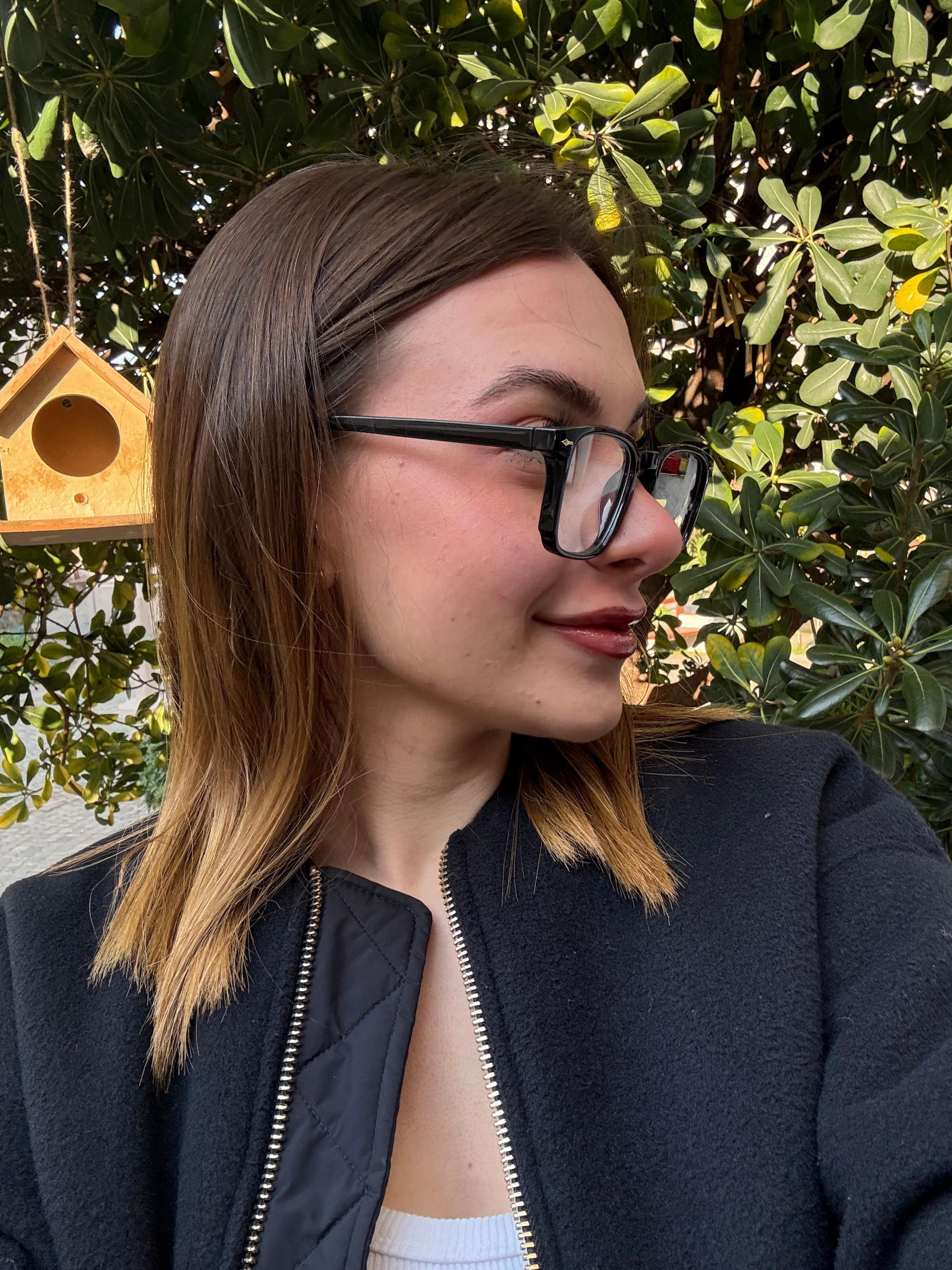 Maya Parlak Siyah Kare Tasarım Optik Uyumlu Blue Block Mavi Işık Koruyucu Gözlük Siyah