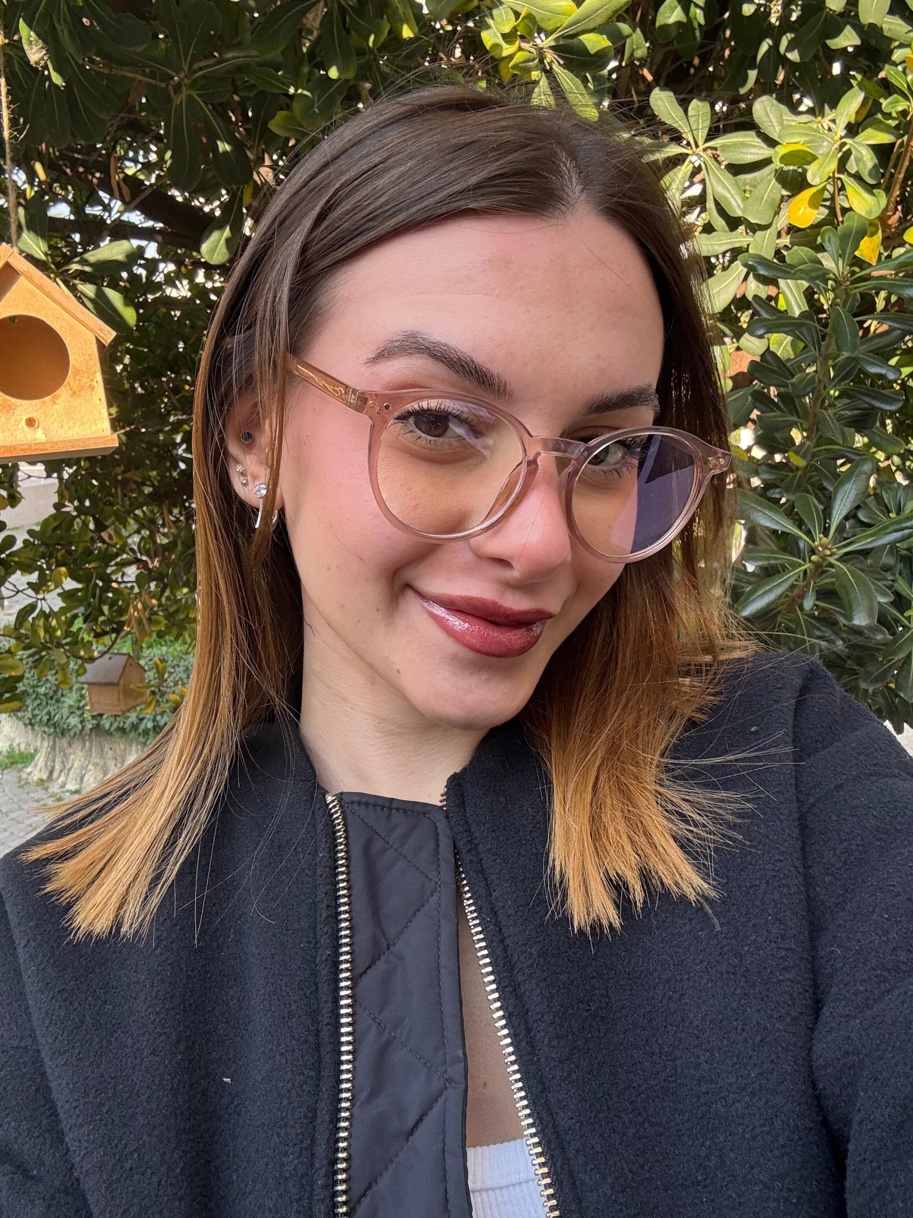 Liva Soft Pembe Şeffaf Cat Eye Optik Uyumlu Blue Block Mavi Işık Koruyucu Gözlük Pudra