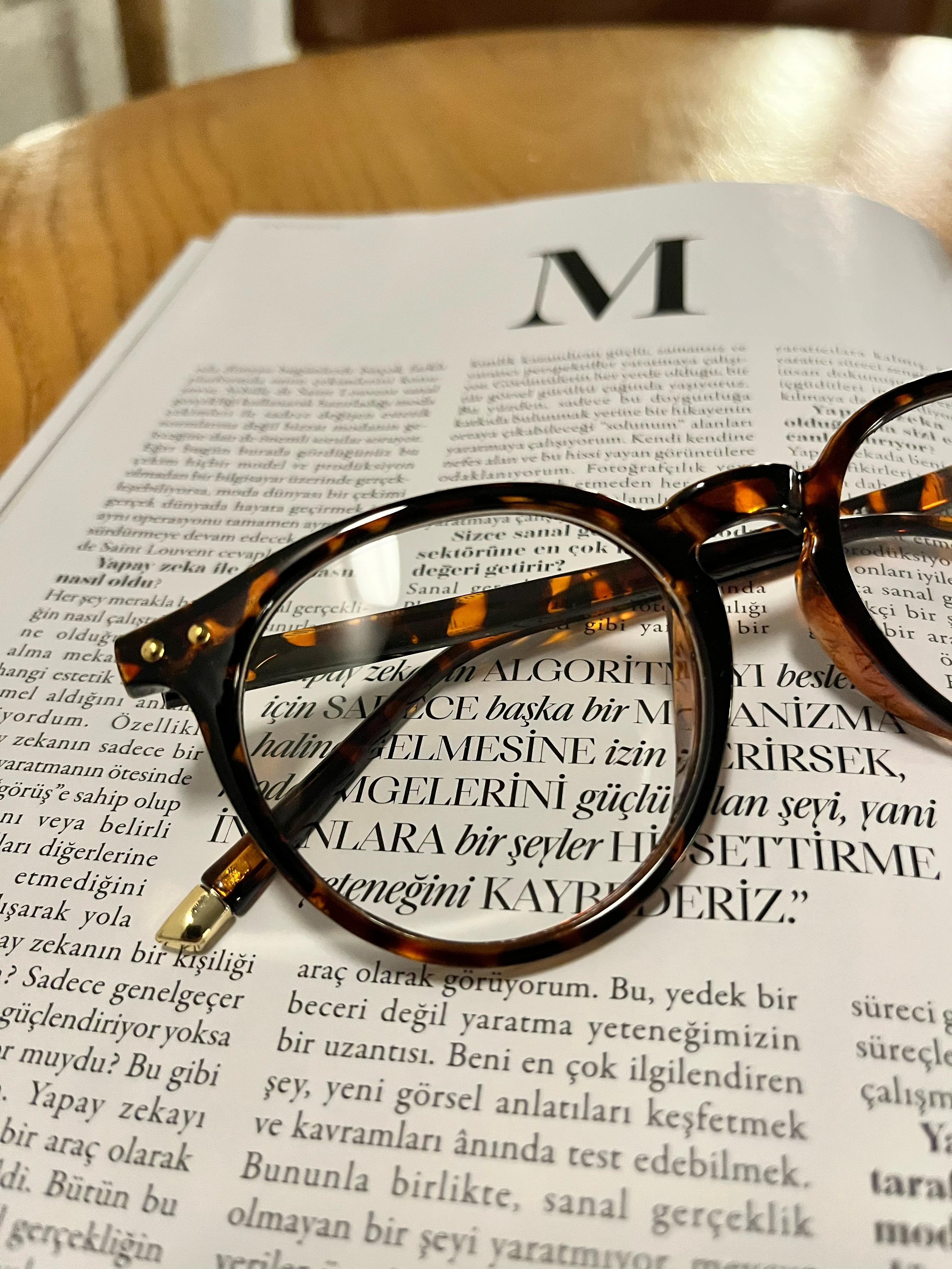 Melinda Leopar Desenli Yuvarlak Blue Block Vintage Gözlük