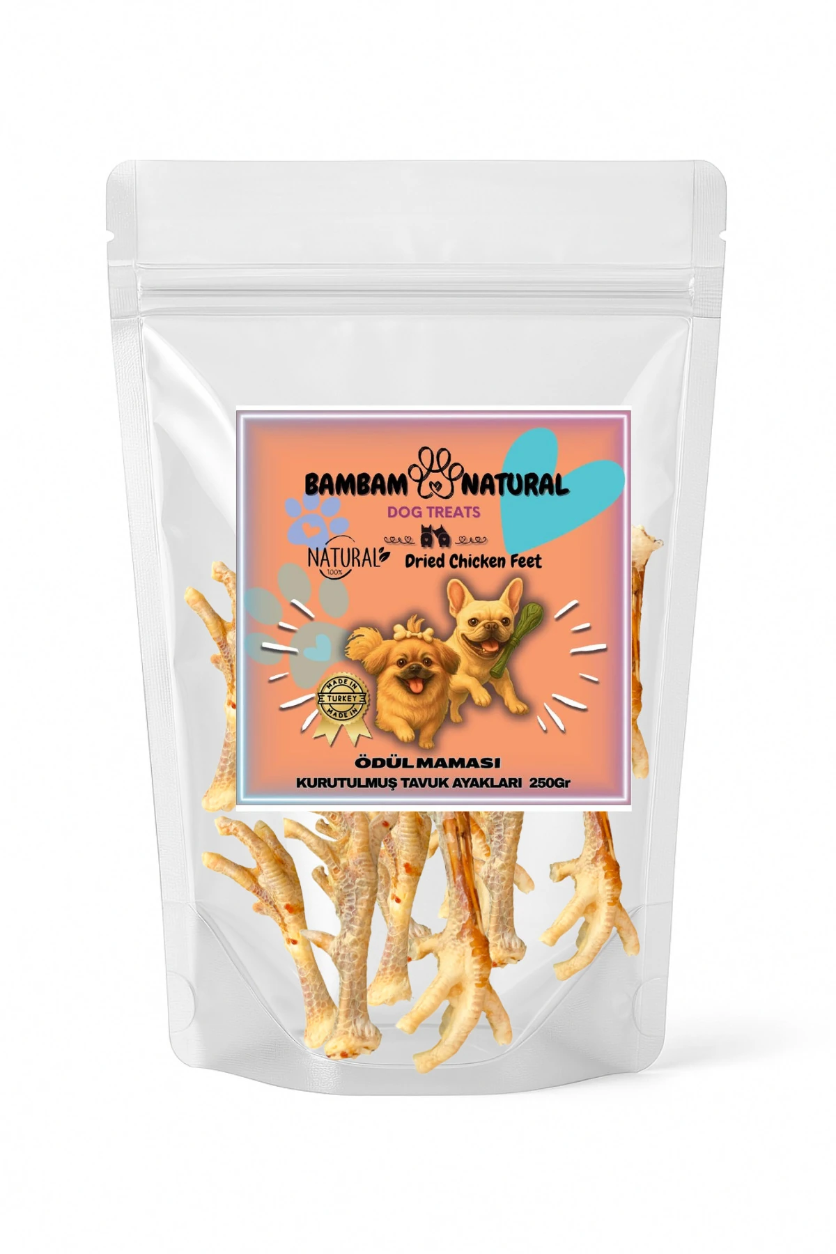 %100 Doğal Kurutulmuş Tavuk Ayağı 250Gr - Köpek Çiğneme Ve Ödül Maması