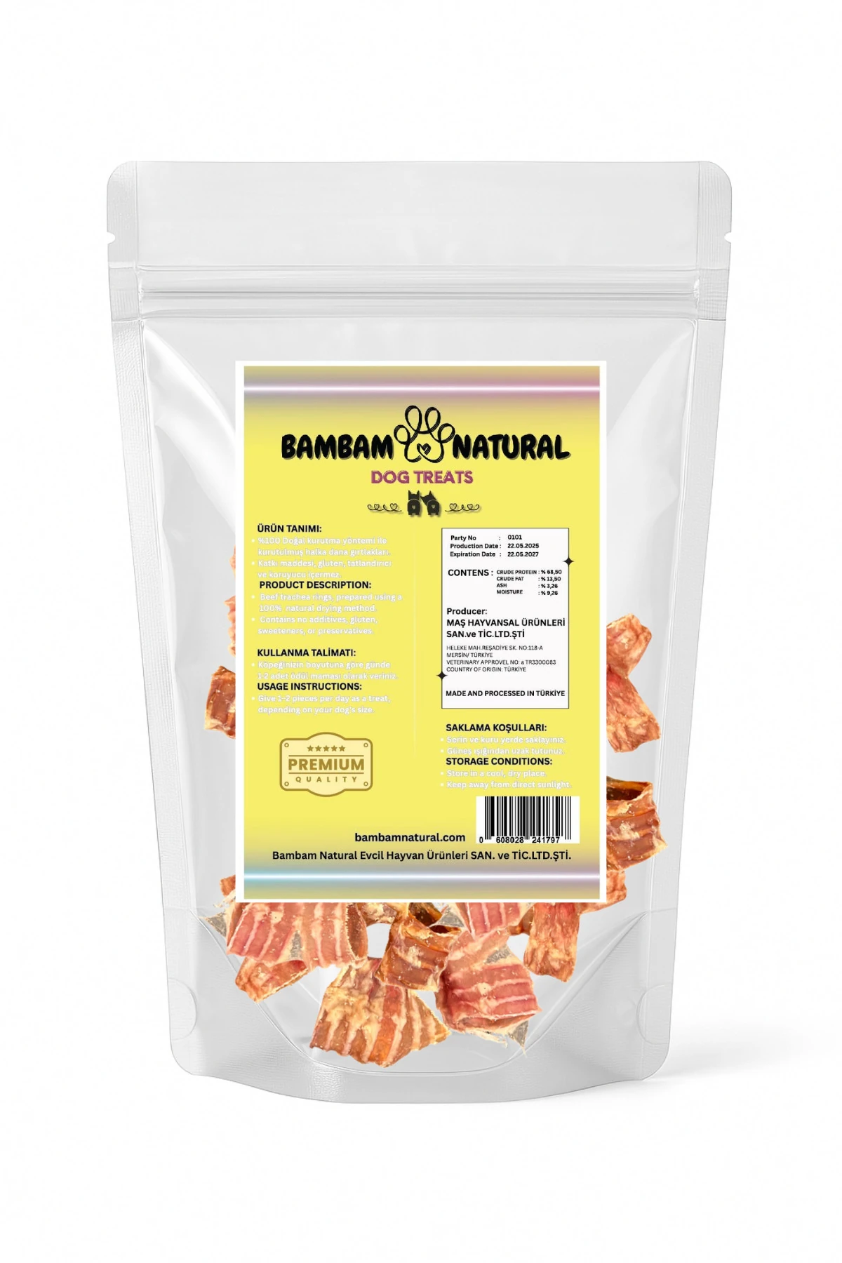 %100 Doğal Kurutulmuş Dana Gırtlak Halkaları 100Gr - Köpek Çiğneme Ve Ödül Maması