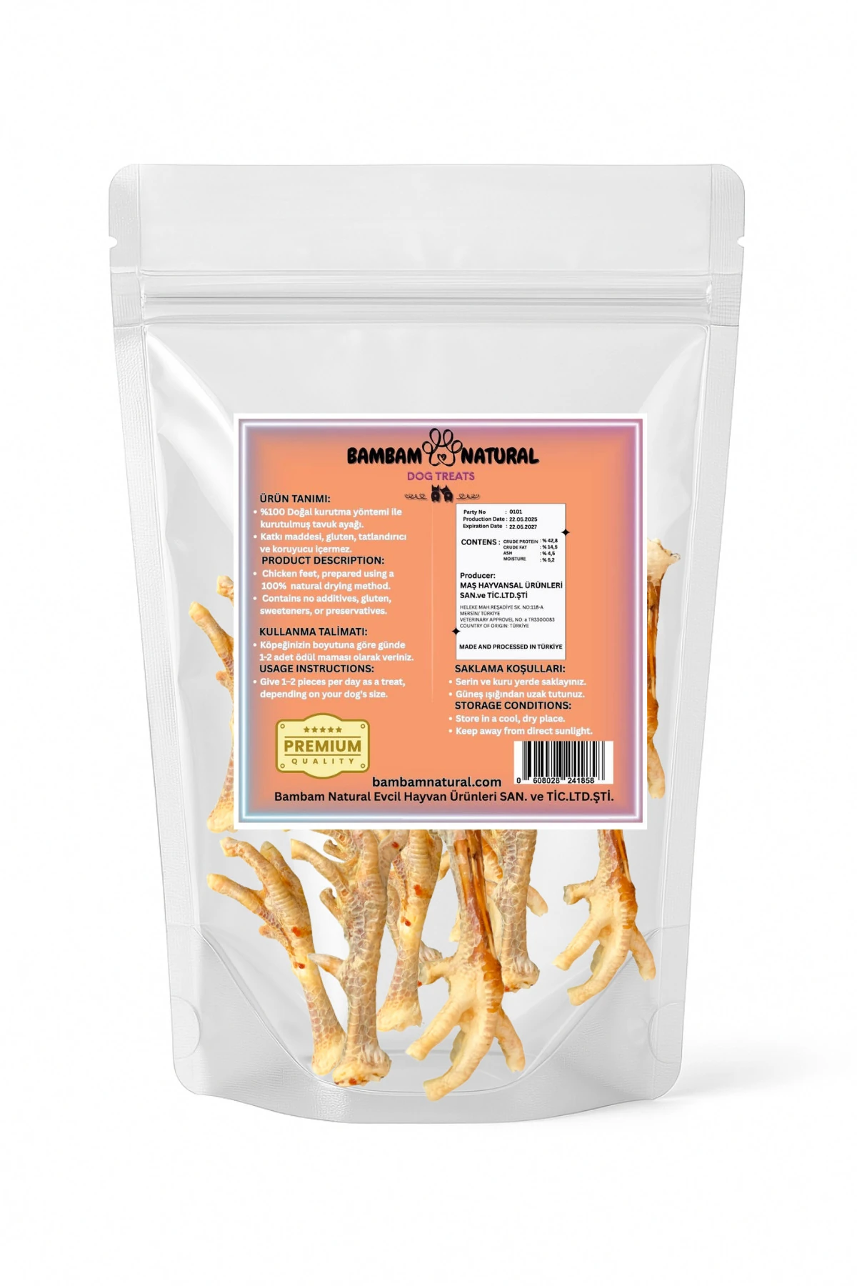 %100 Doğal Kurutulmuş Tavuk Ayağı 250Gr - Köpek Çiğneme Ve Ödül Maması