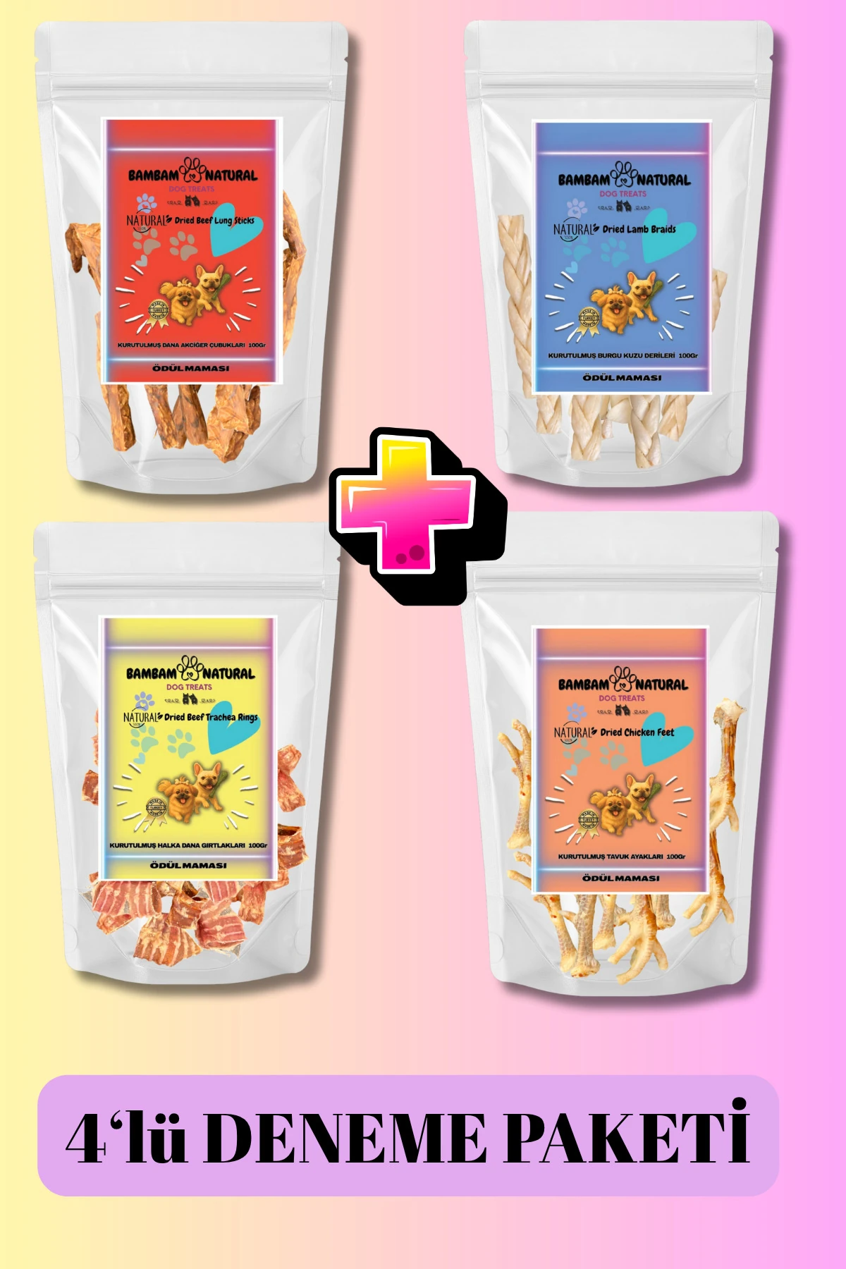 4'lü - Köpek Ödül Ve Çiğneme Mamaları - Kuzu+Dana+Tavuk Çeşitleri Birlikte