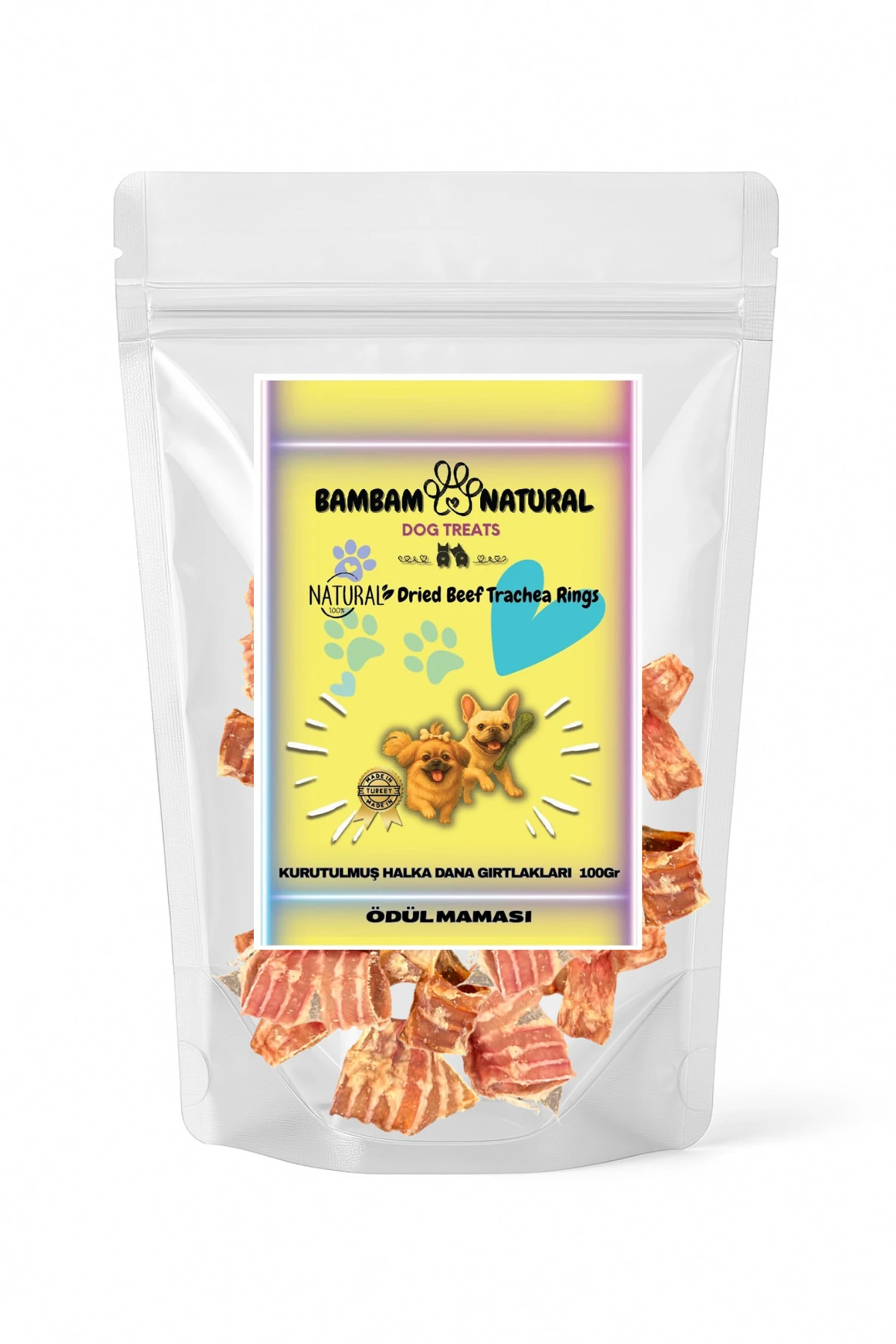 %100 Doğal Kurutulmuş Köpek Çiğneme Ve Ödül Mamaları - Kuzuderi+Gırtlak+Akciğer Çubukları