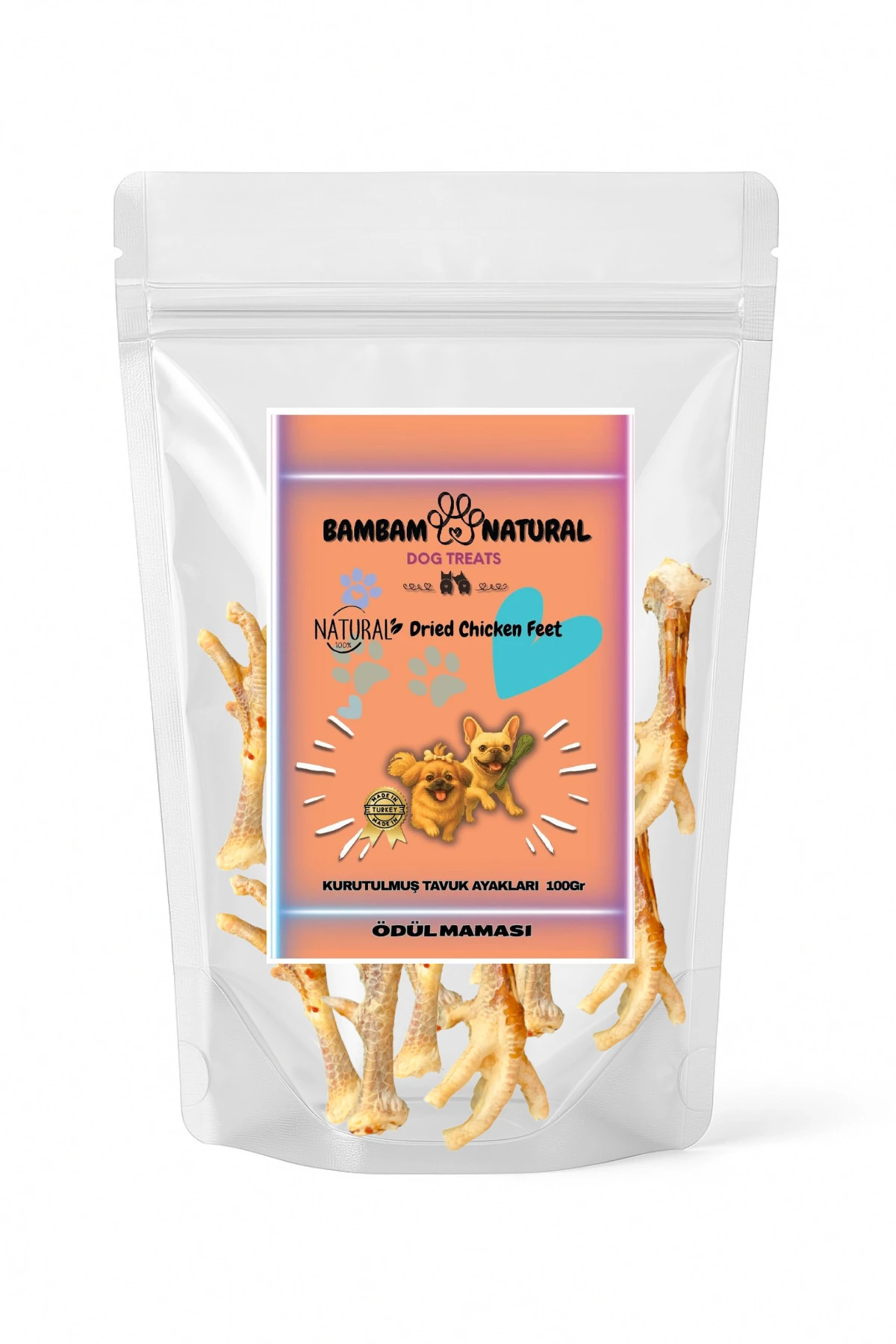 %100 Doğal Kurutulmuş Tavuk Ayağı 100Gr -Köpek Çiğneme Ve Ödül Maması