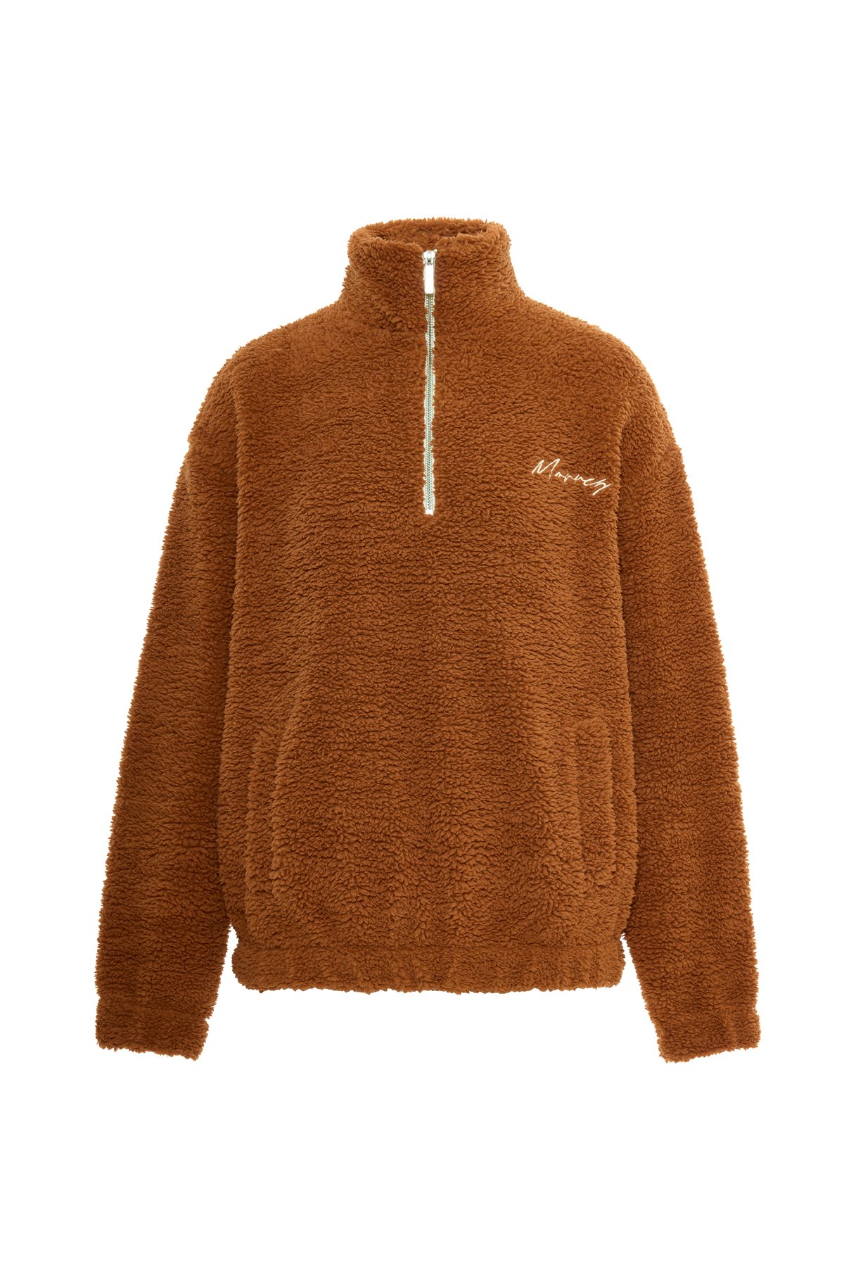 Half Zipper Orange Plush Sweatshirt K