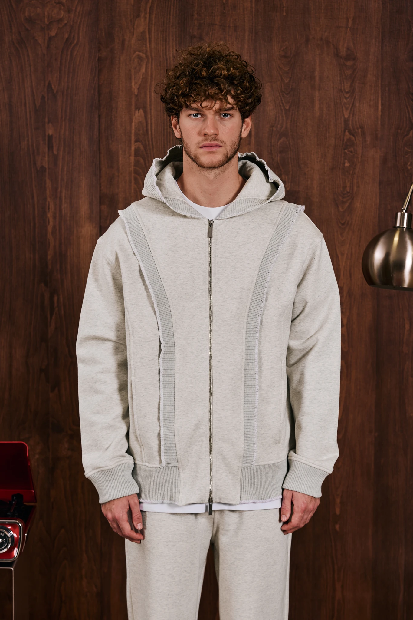 Loop Edge Triko Detaylı Fermuarlı Sweatshirt Gri