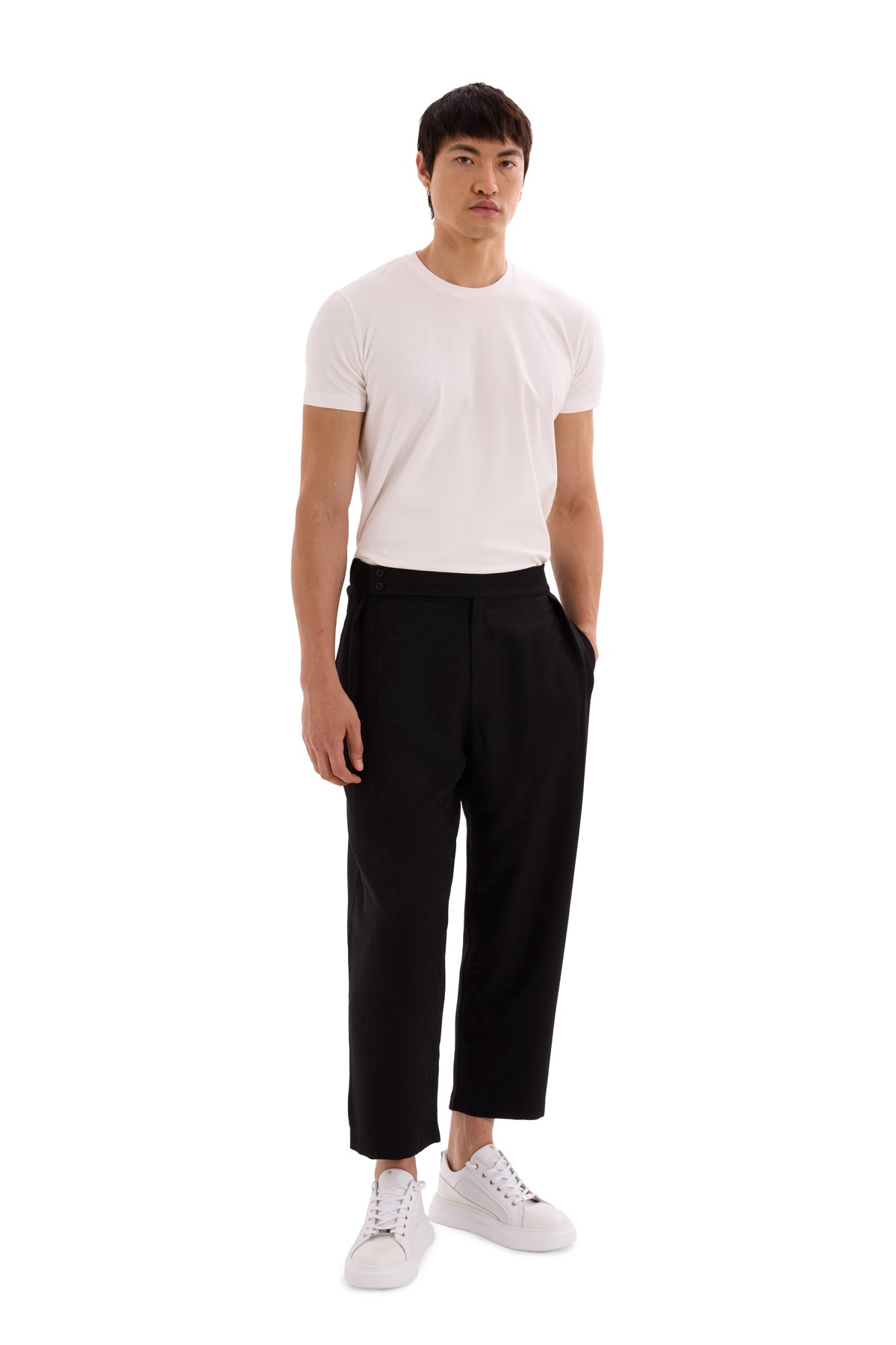 Jacquard Wide Leg Woven Trousers