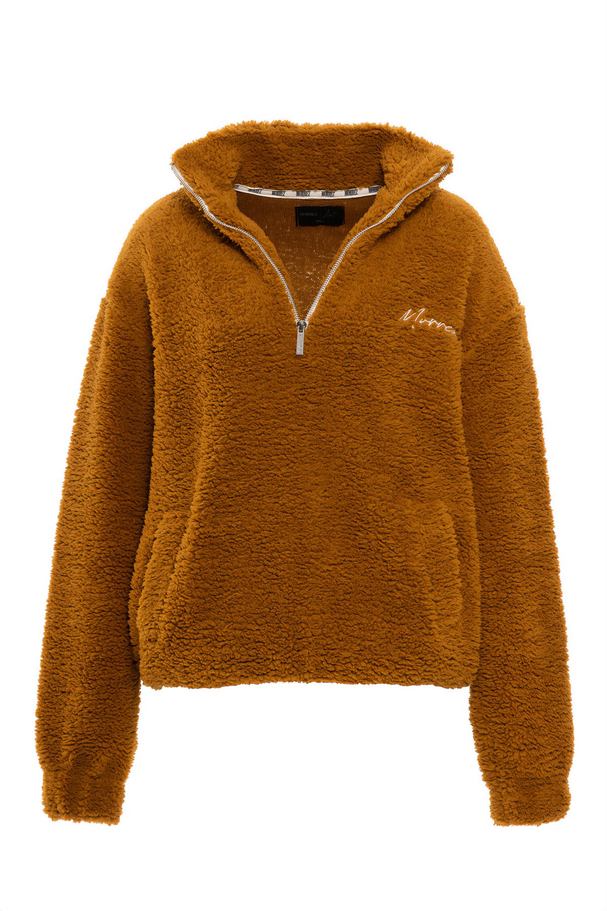Half Zipper Mustard Plush Sweatshirt K