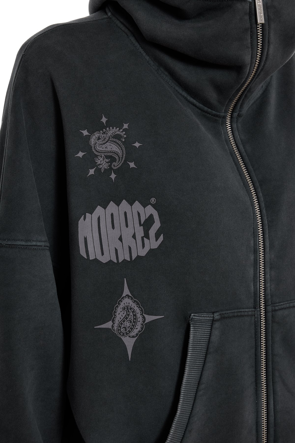 Sparkle Paisley Wahed Print Detailed Zip-Up Sweatshirt K