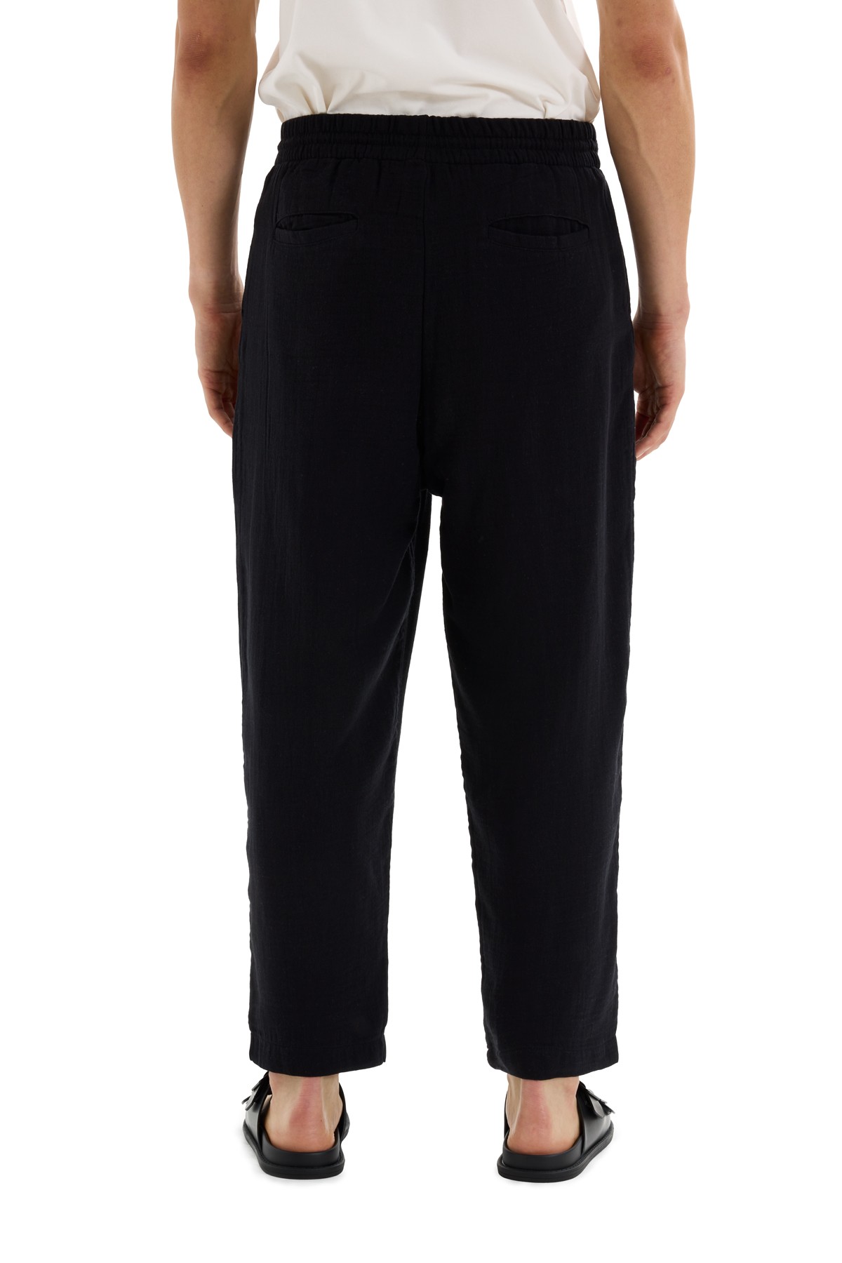 Black Muslin Pleated Trousers