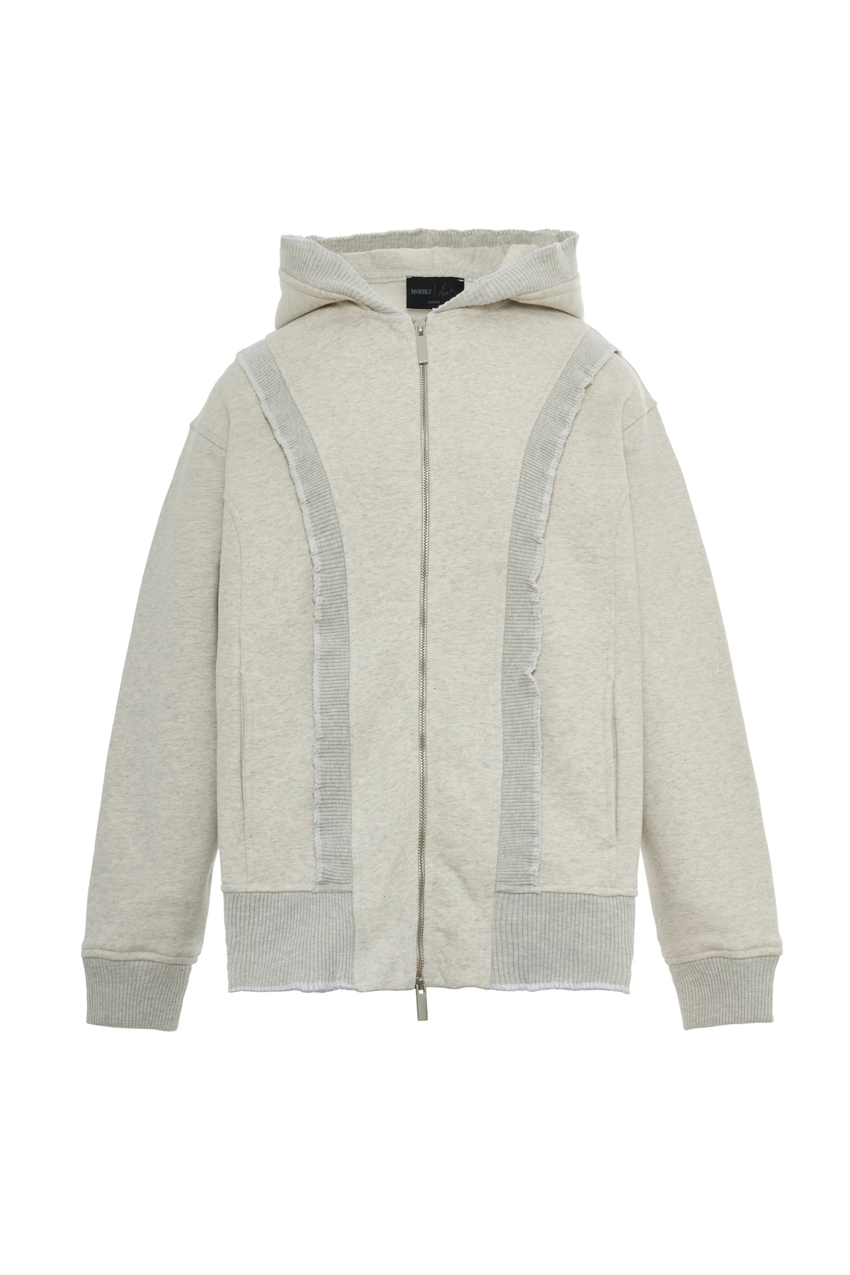 Loop Edge Triko Detaylı Fermuarlı Sweatshirt Gri