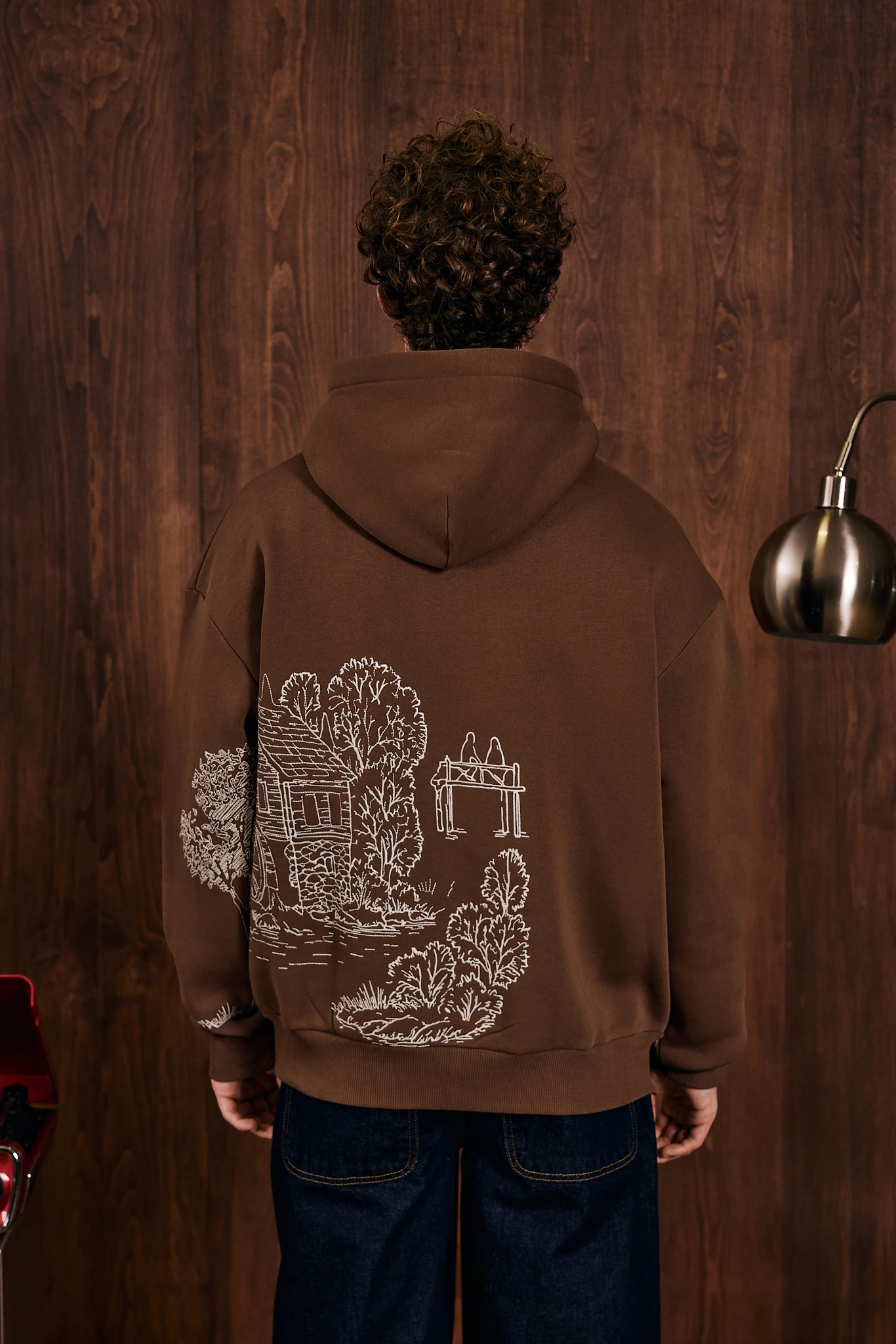 Hidden Forest Nakış Detaylı Fermuarlı Sweatshirt Kahverengi