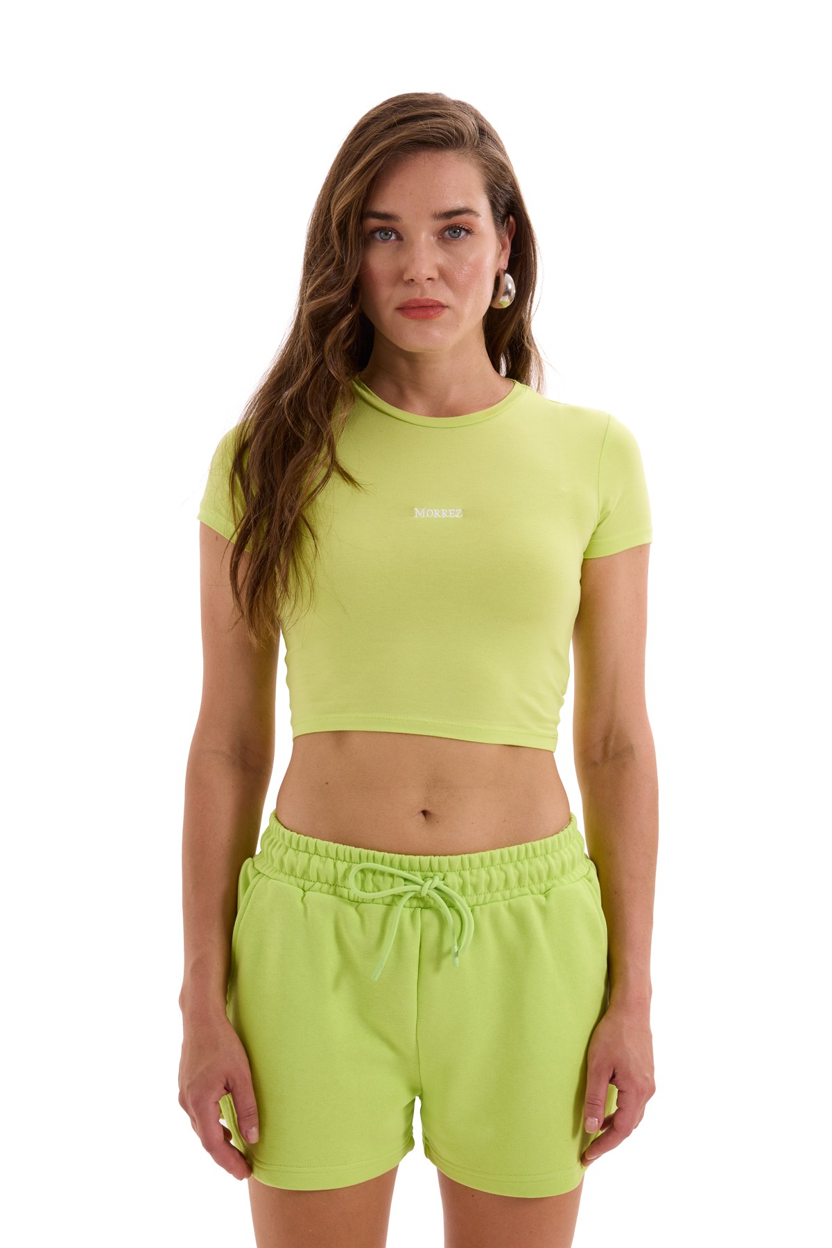 Crop Top with Green Embroidery Detail