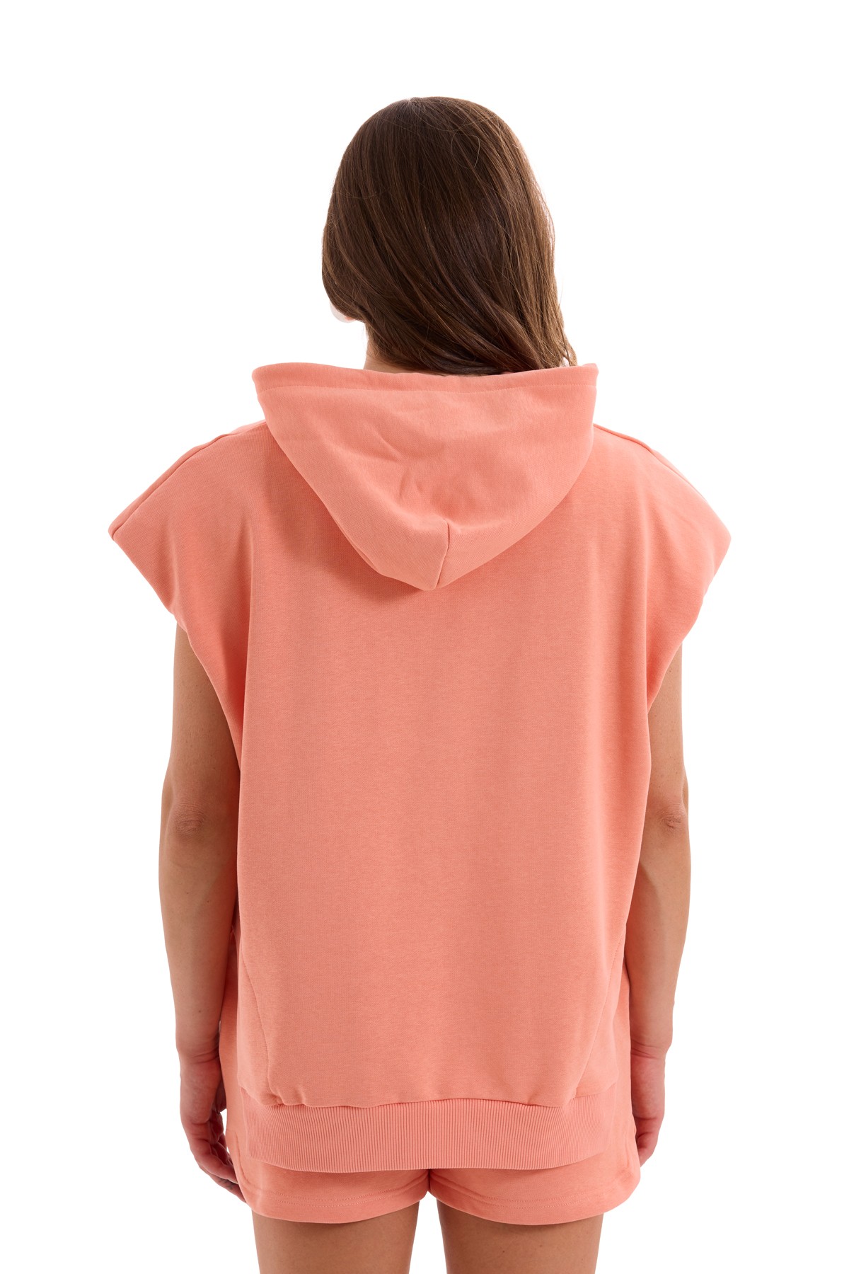 Peach Pink Padded Short Sleeve Sweatshirt