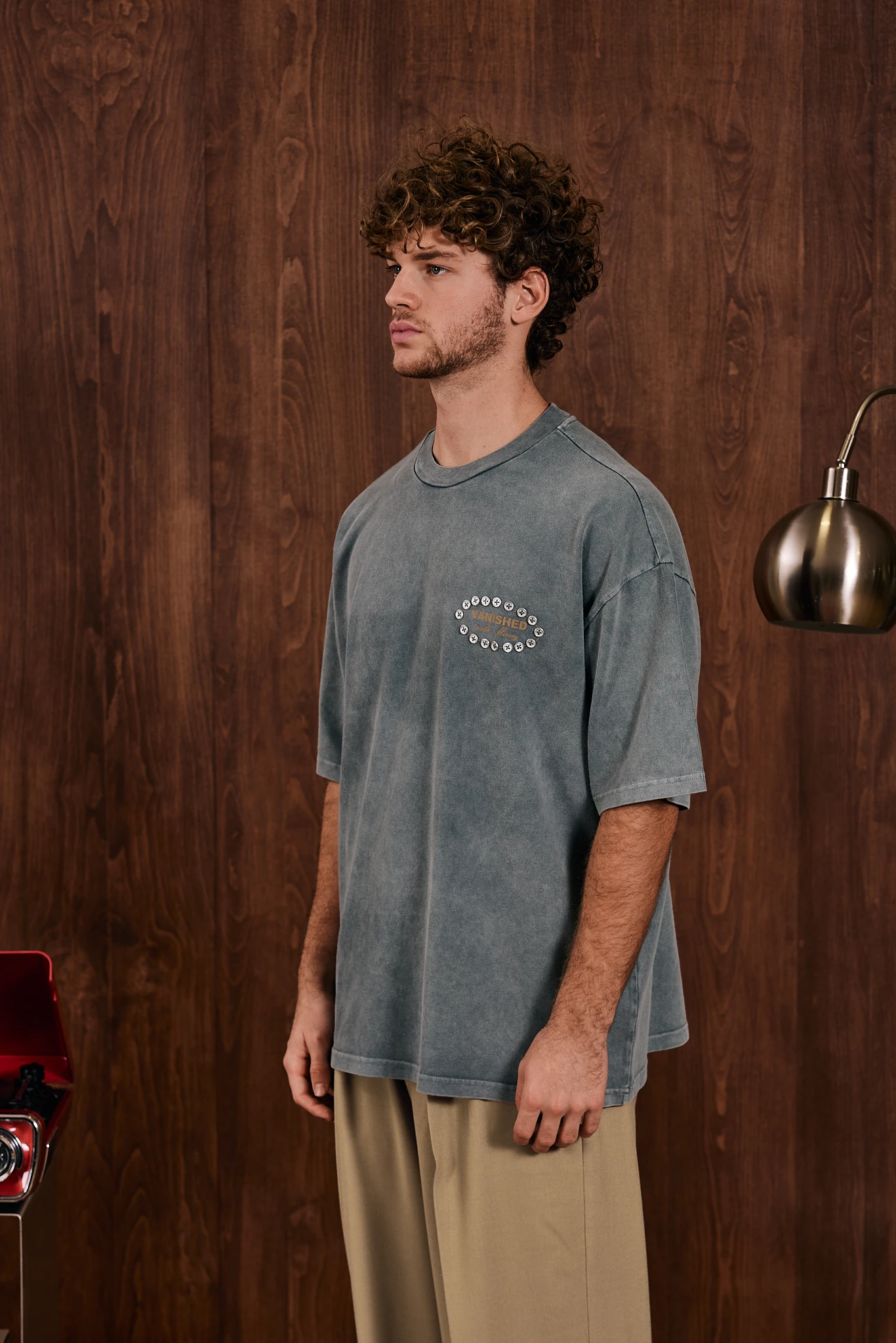 Vanished Düğme Detaylı Antrasit Yıkamalı T-Shirt Antrasit