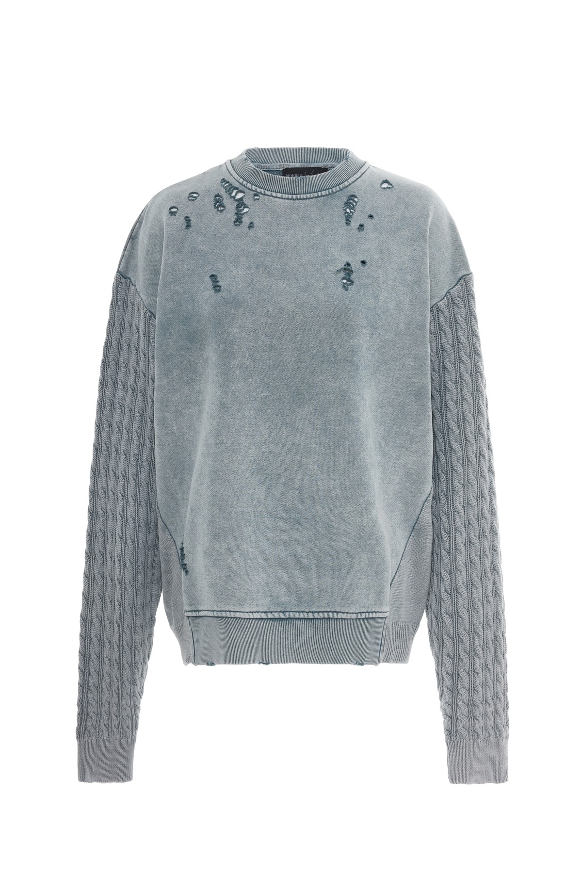 Distressed Triko Kol Detaylı Sweatshirt