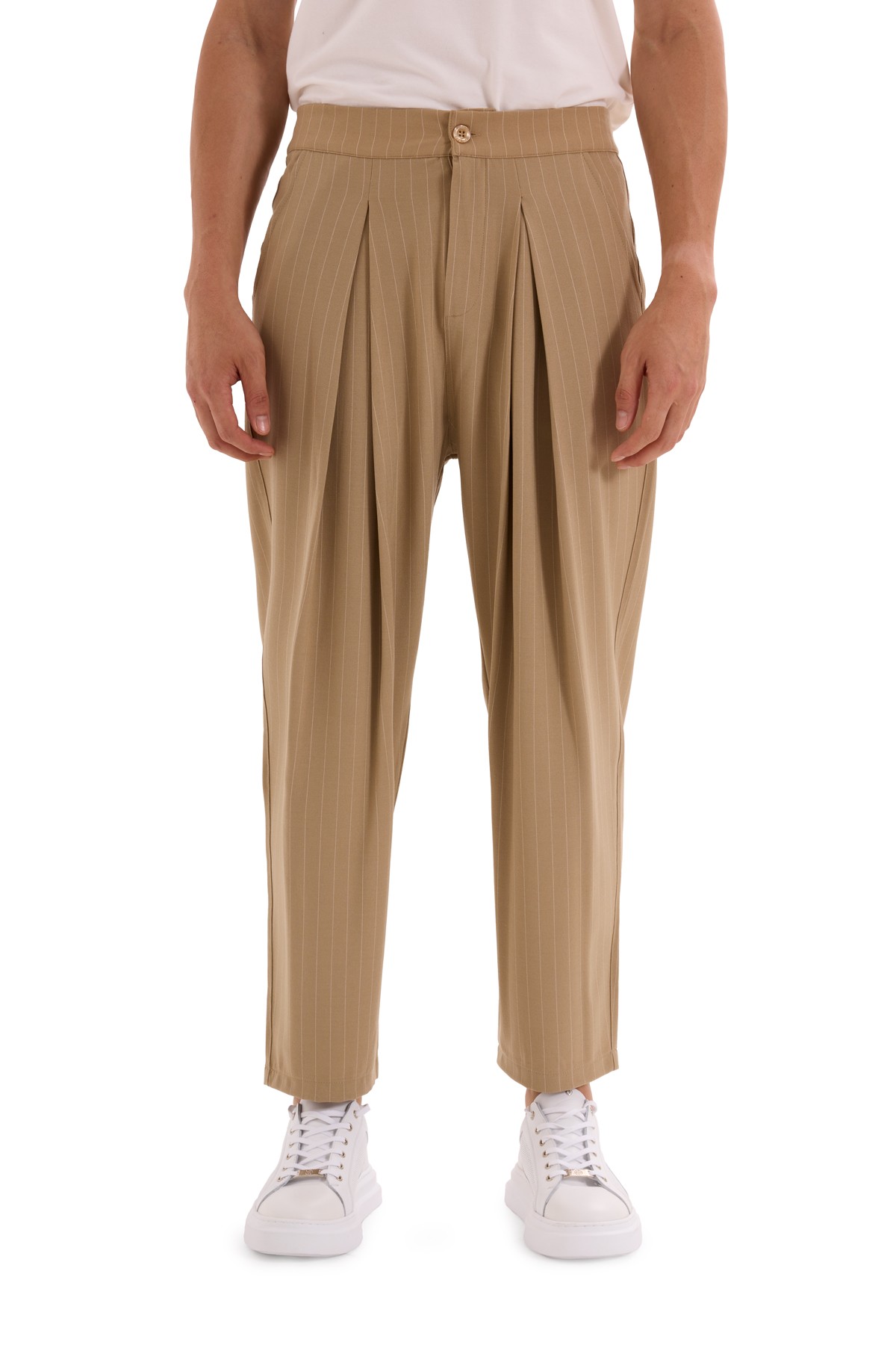 Woven Pleat Detail Trousers