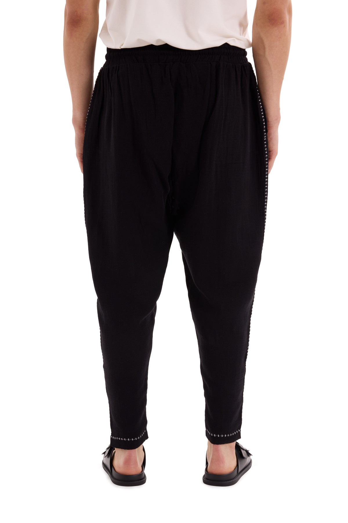 Black Crochet Detailed Trousers