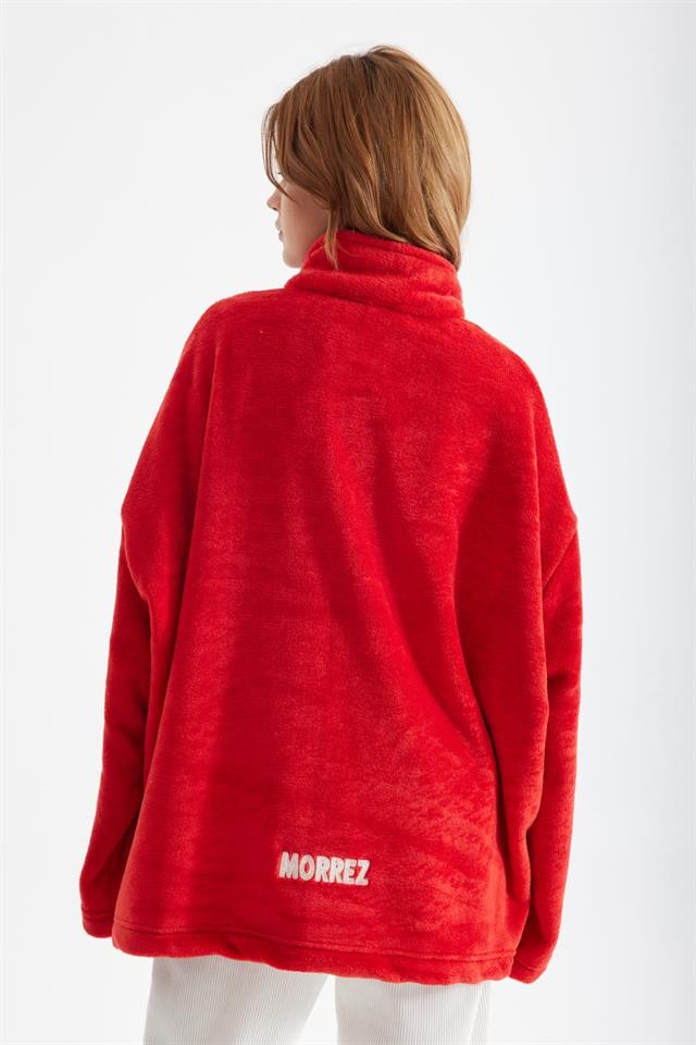 Kırmızı Peluş Sweatshirt K