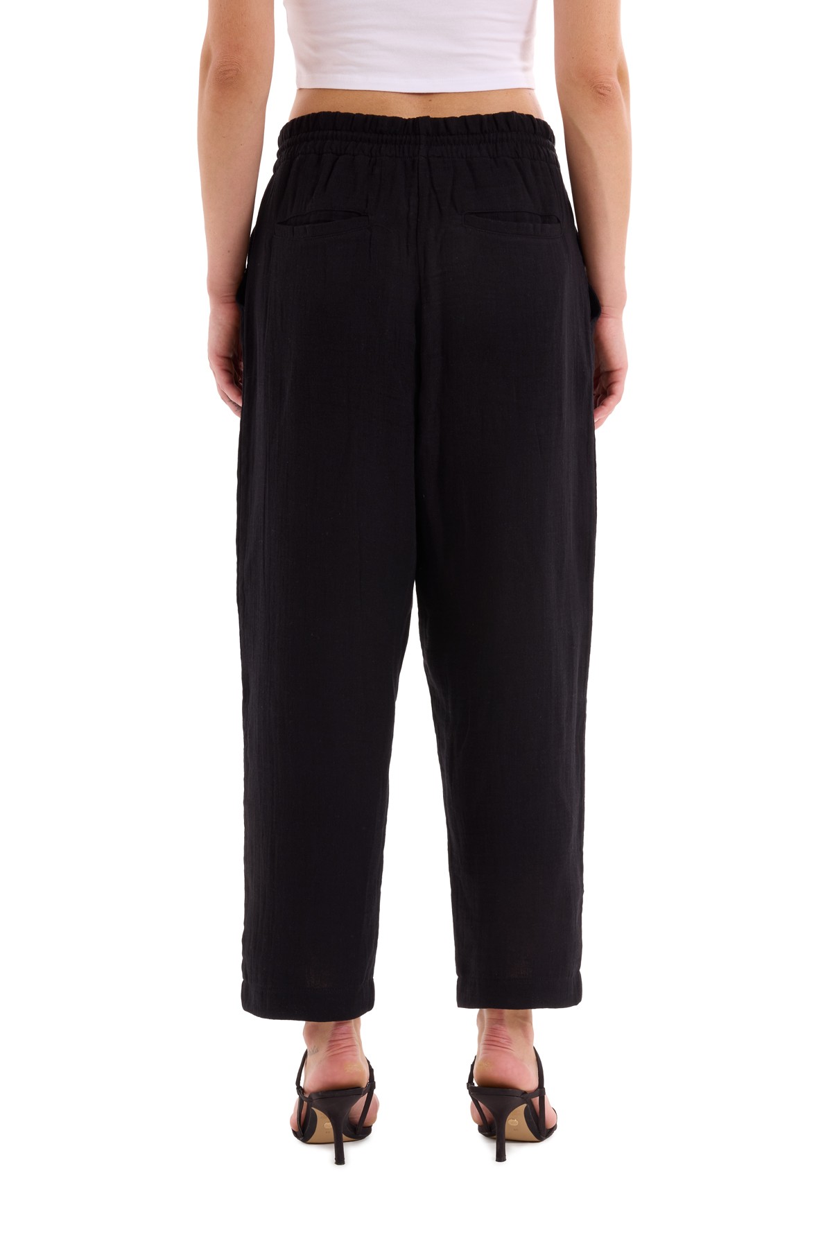 Black Muslin Pleated Trousers K