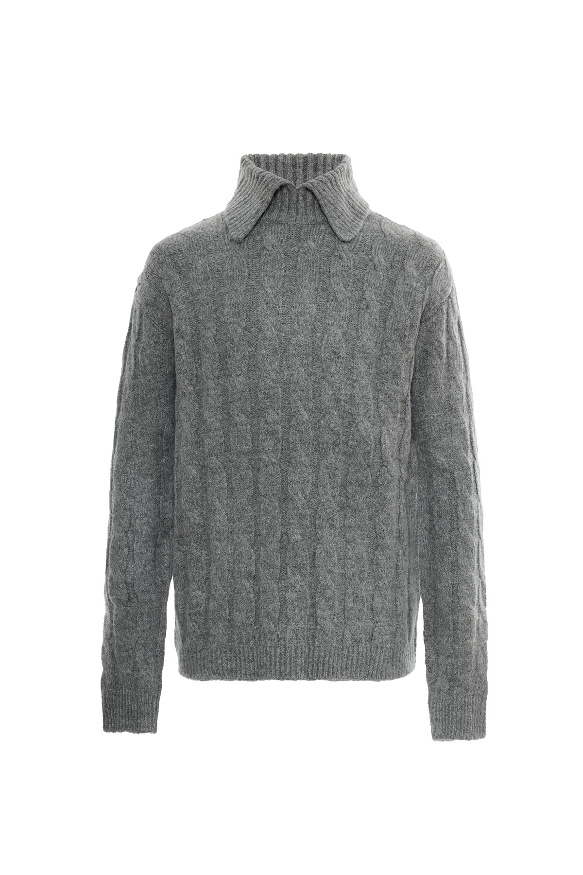 Gray Knitted Textured Knitwear