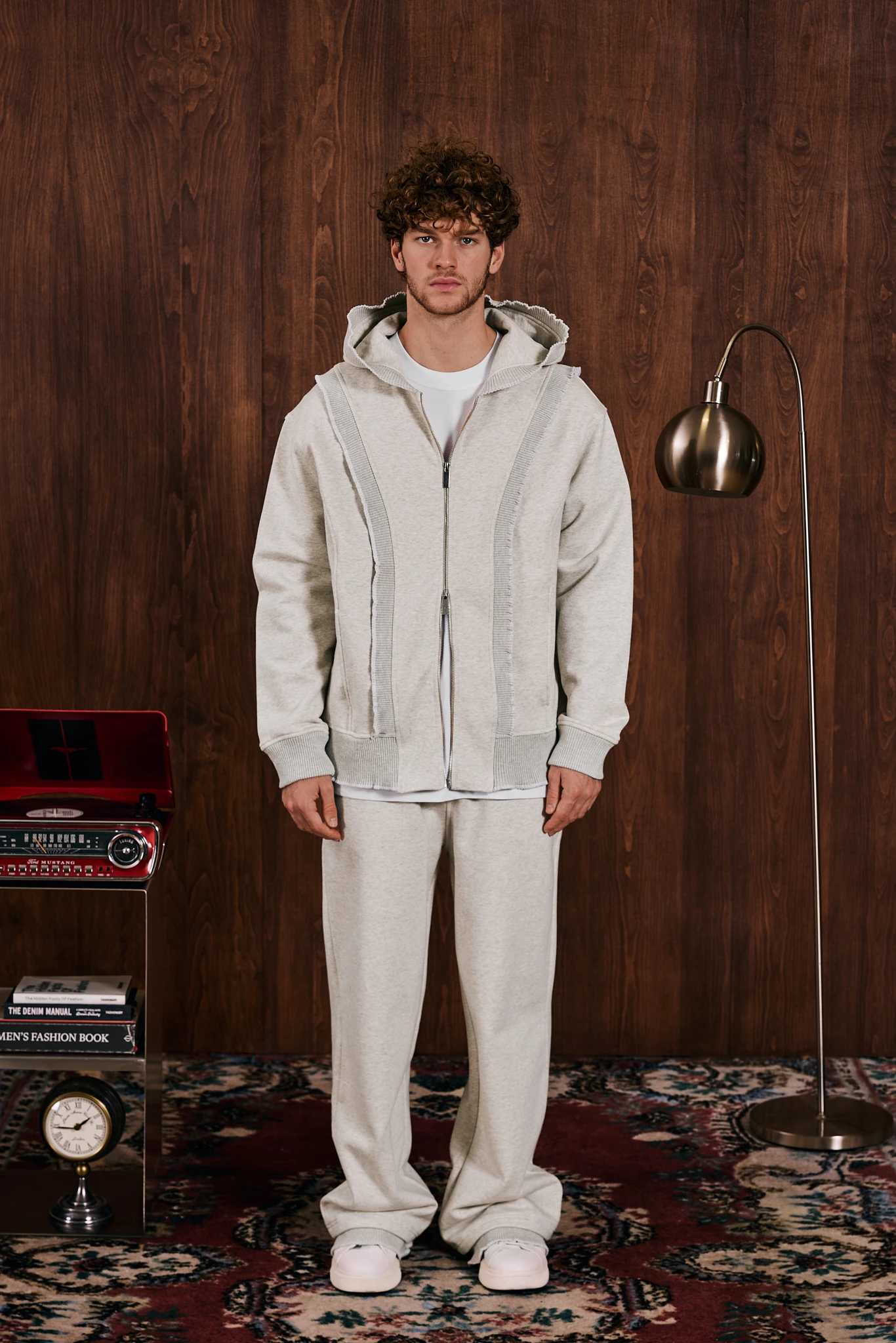 Loop Edge Triko Detaylı Fermuarlı Sweatshirt Gri