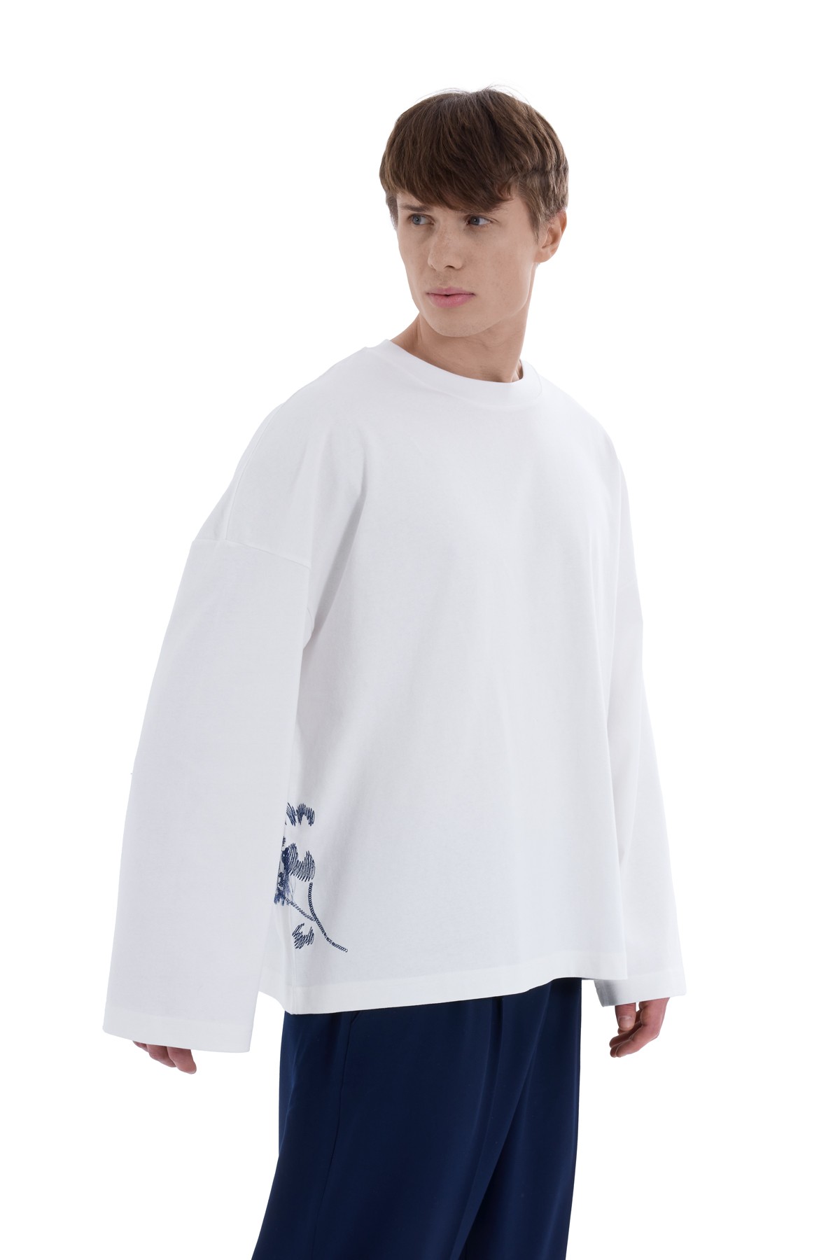 Nomad Spirit Embroidered Detailed Long Sleeve T-shirt White