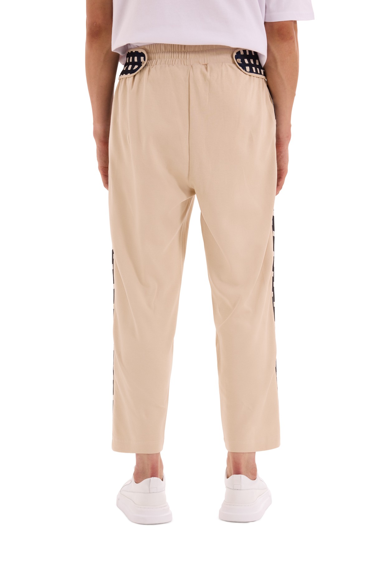 Cream Side Patterned Trousers