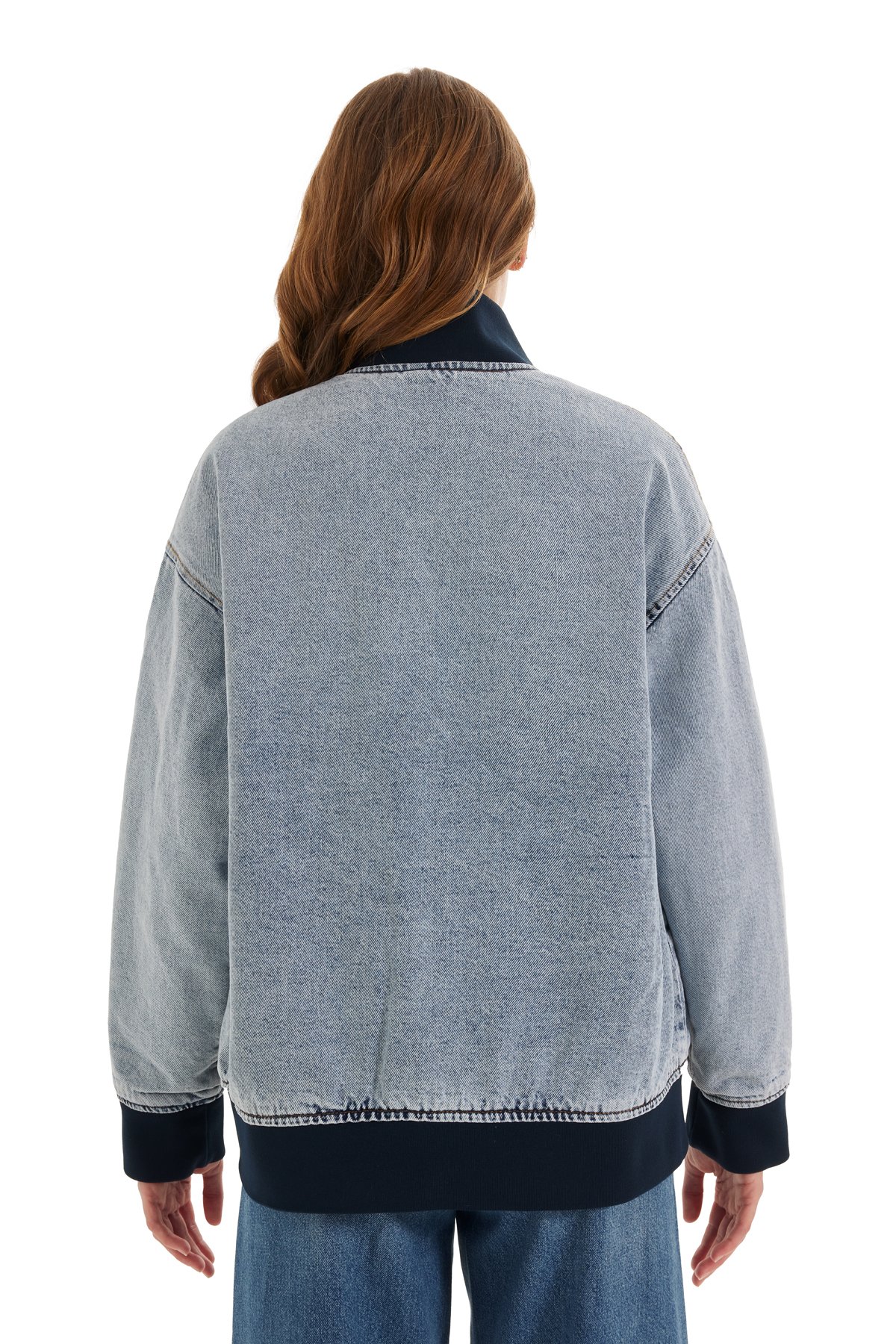 Denim Bomber Jacket with Applique Detail // Woman