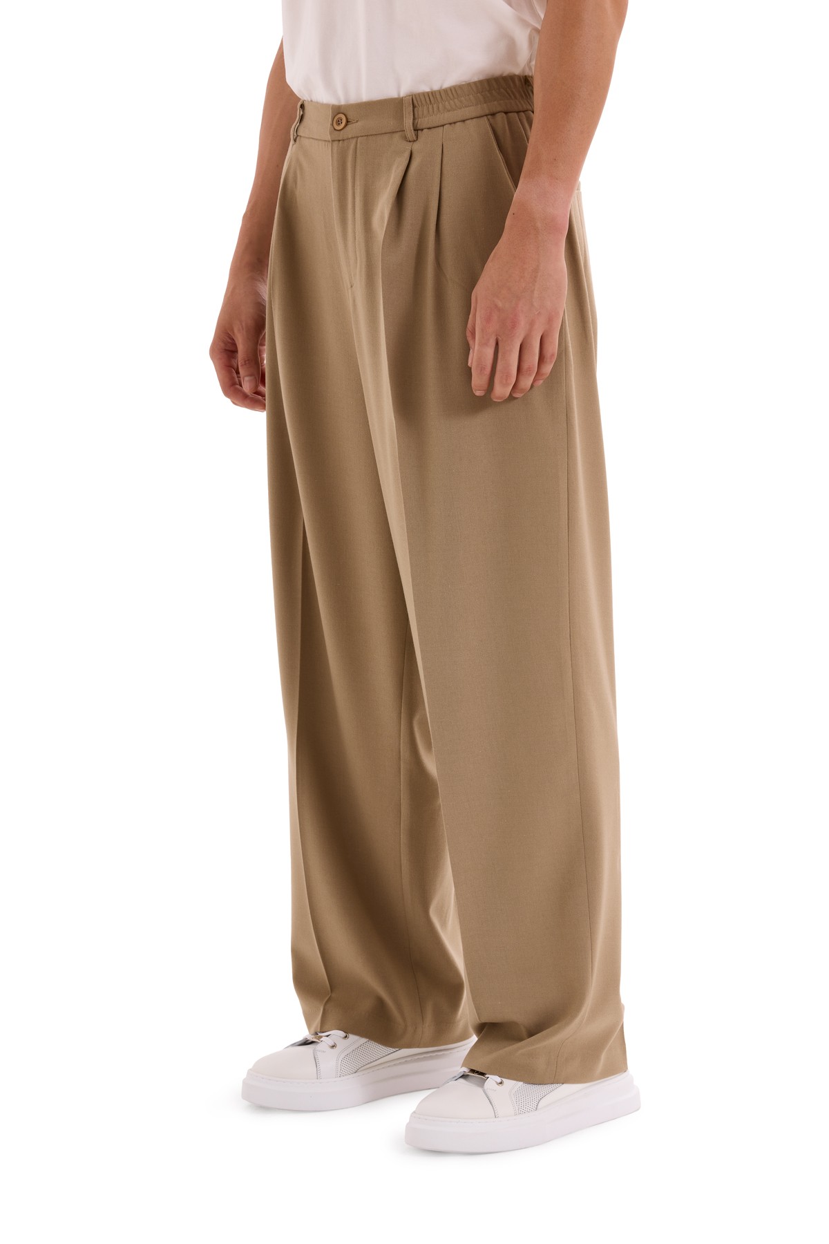 Mink Pleated Woven Trousers