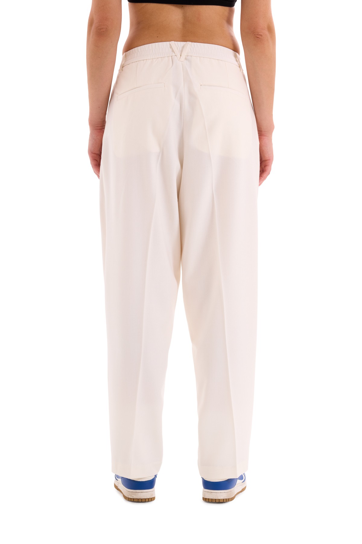 Ecru Pleated Woven Trousers K