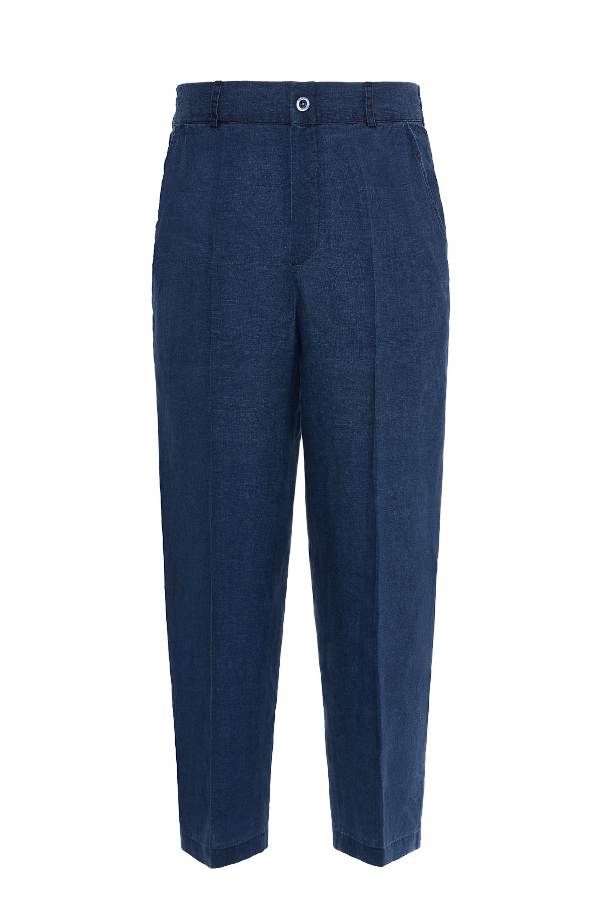 100% Linen Denim Look Trousers