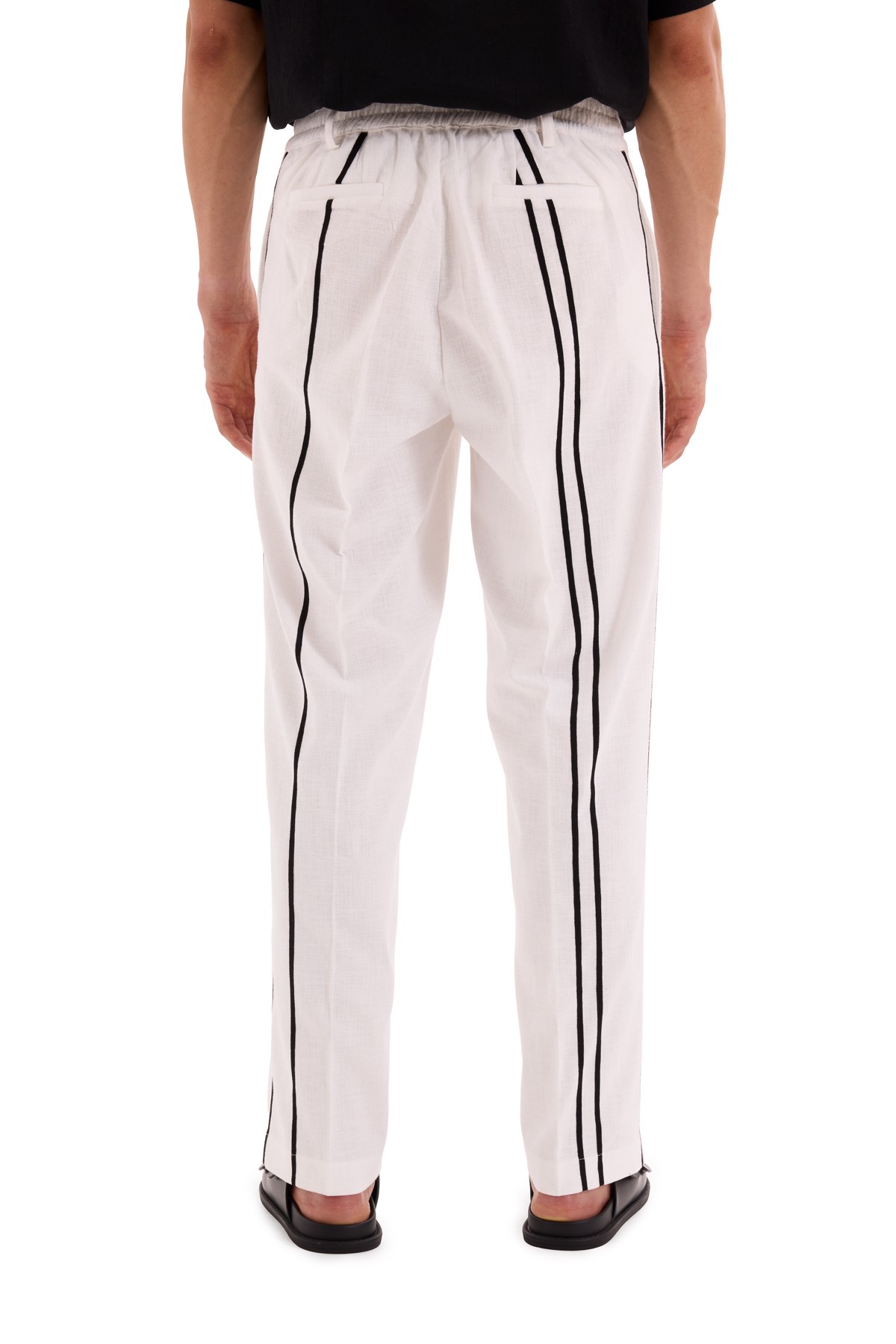 Coastal 100% Linen Stripe Detailed Trousers