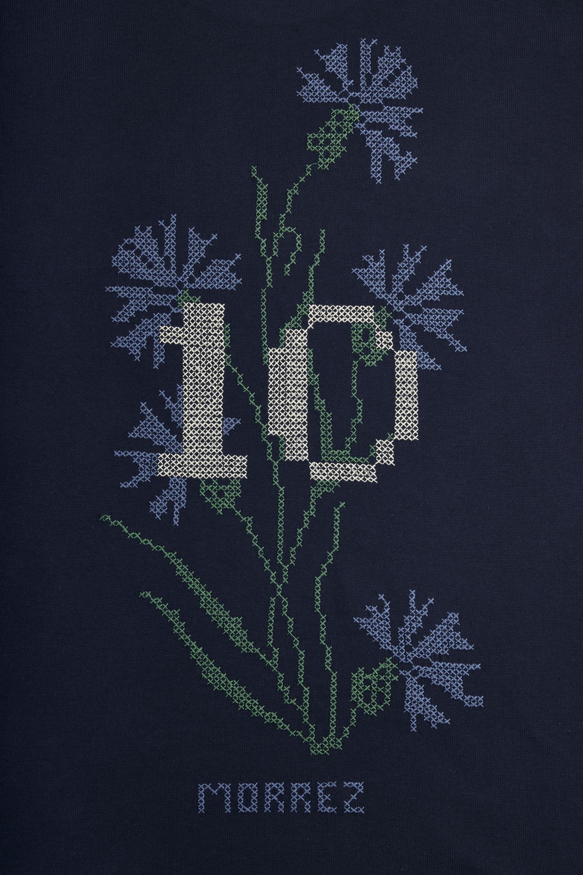 X Bloom Embroidered Cross-Stitch Detail T-Shirt