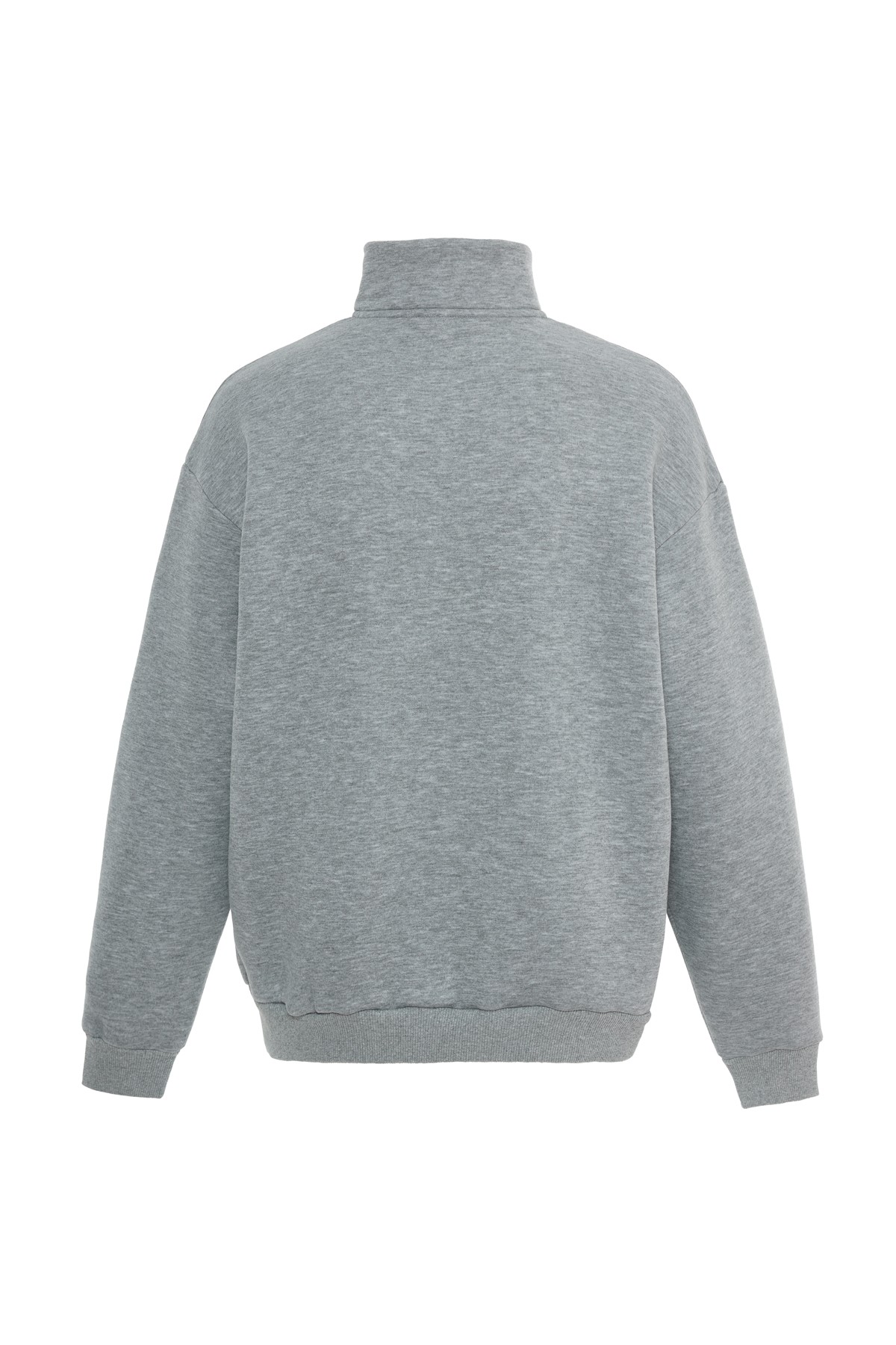 Gri Yarım Fermuarlı Sweatshirt