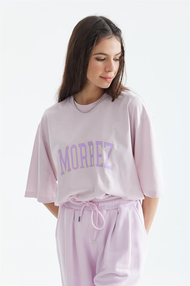 Lila Morrez Baskılı T-shirt K