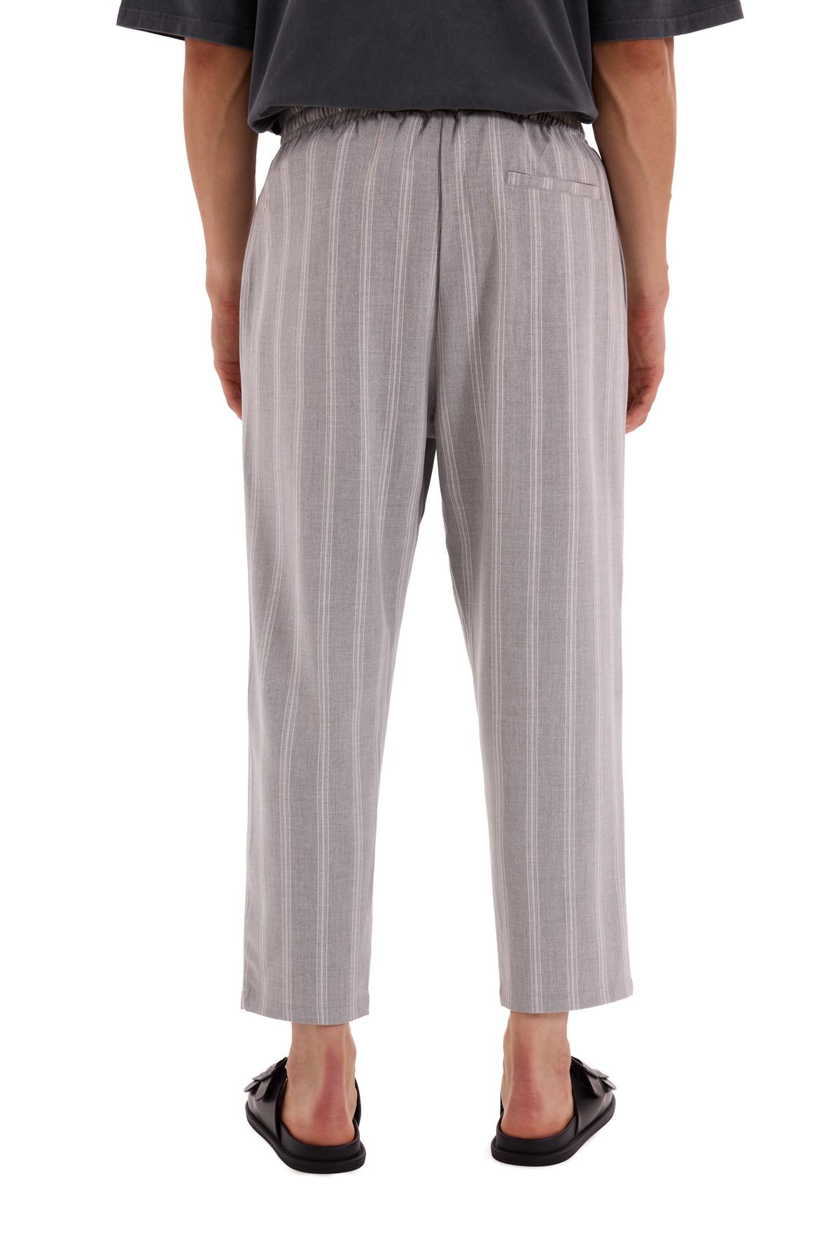 Gray Striped Woven Trousers