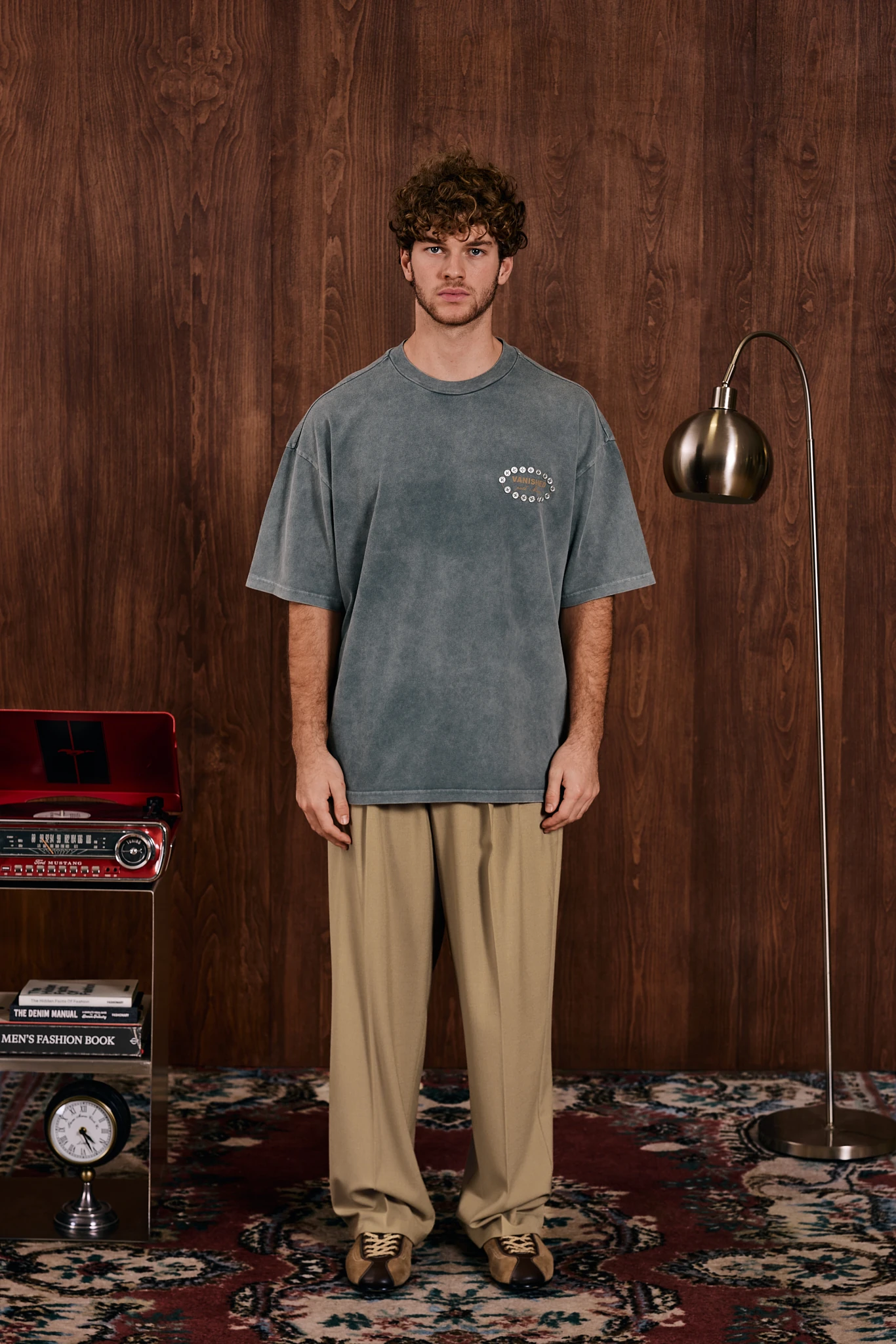 Vanished Düğme Detaylı Antrasit Yıkamalı T-Shirt Antrasit