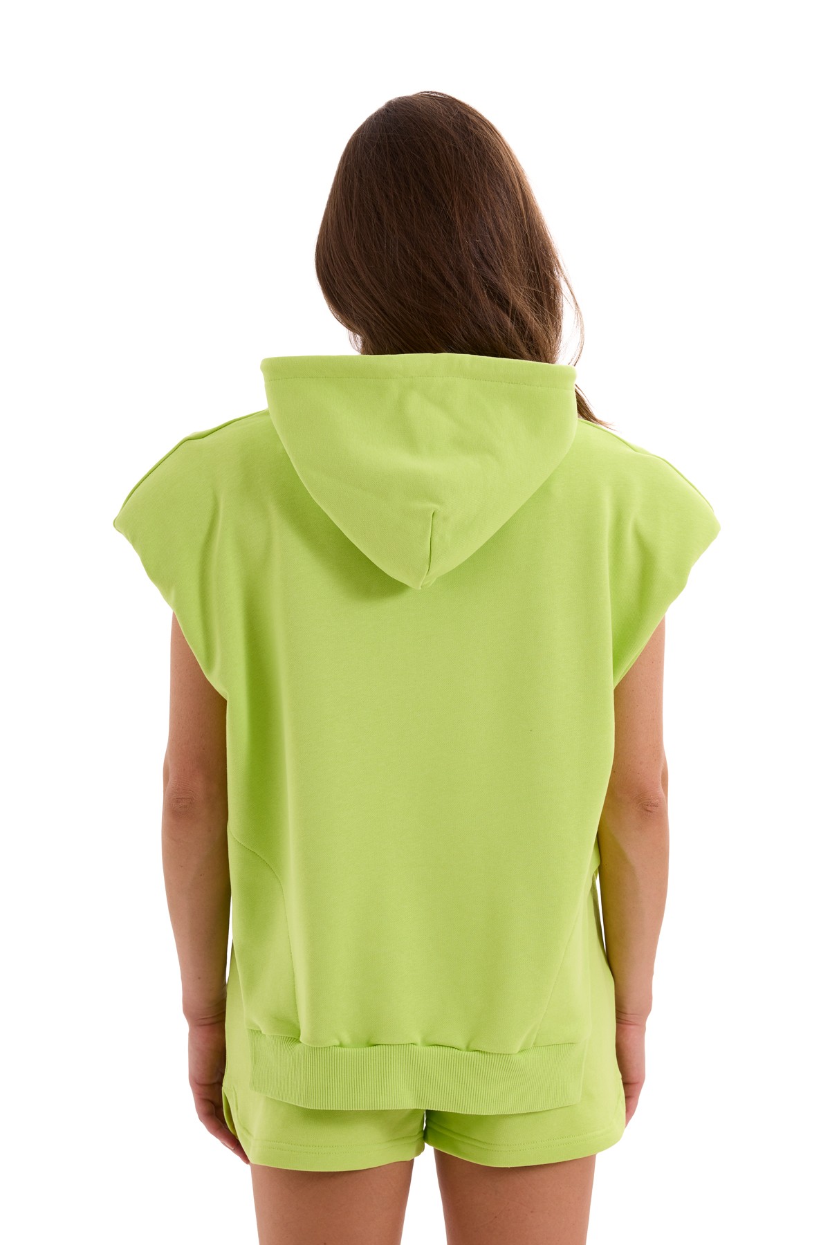 Green Padded Short Sleeve Sweatshirt