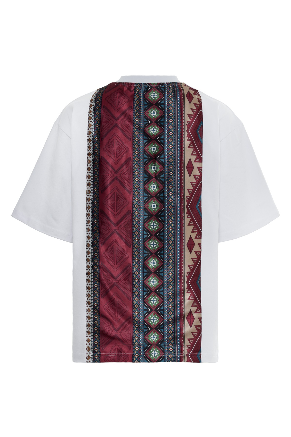 Beyaz Arkası Etnik Desenli T-Shirt