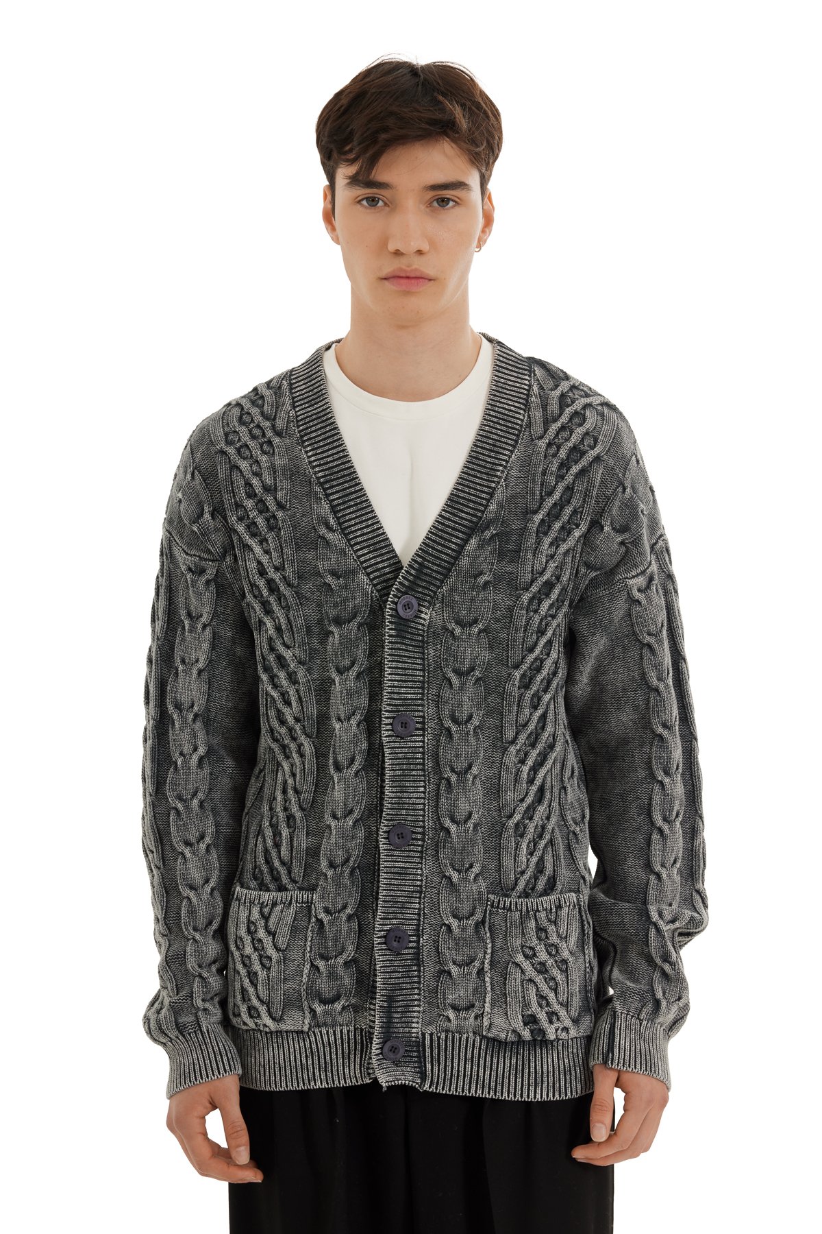 Anthracite Distressed Knit Jacket