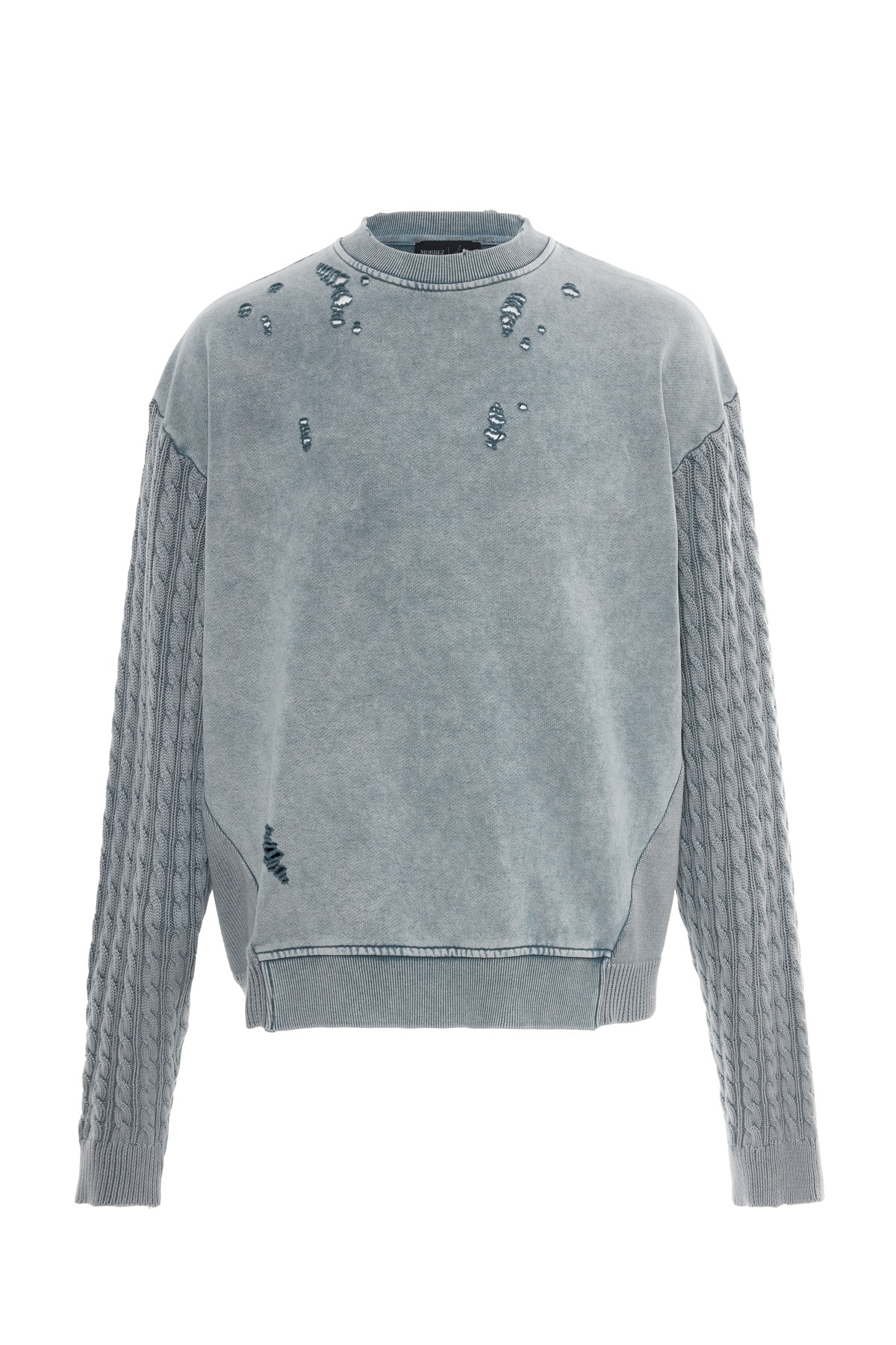 Distressed Triko Kol Detaylı Sweatshirt